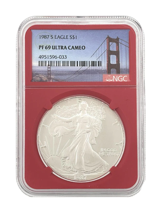 1987-S AMERICAN SILVER EAGLE NGC PF69 ULTRA CAMEO