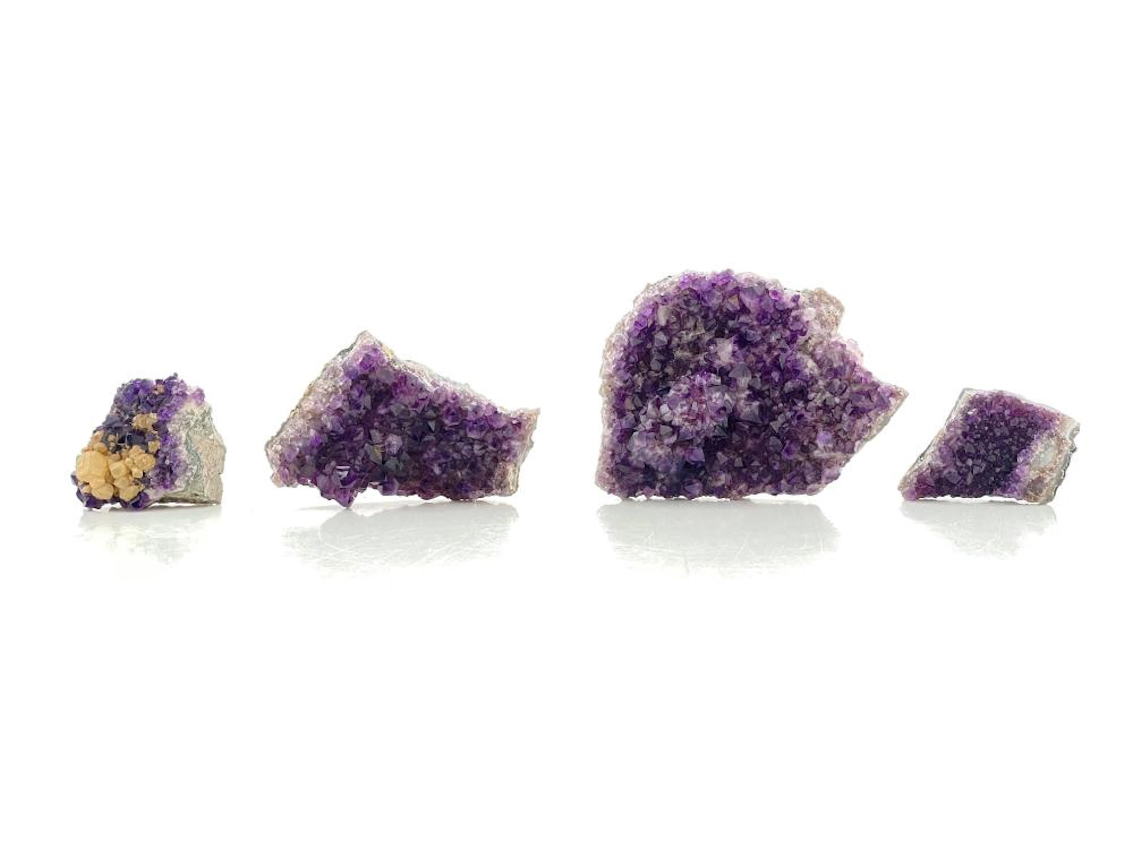 LOT OF 4 AMETHYST GEODE CLUSTER SPECIMENS