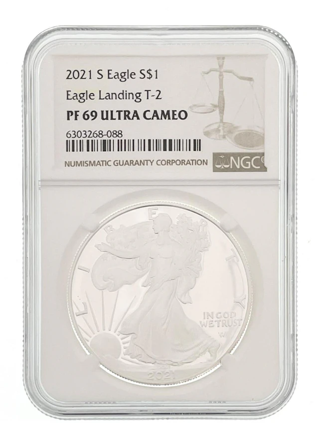 2021-S AMERICAN SILVER EAGLE T-2 EAGLE LANDING NGC PF69 ULTRA CAMEO