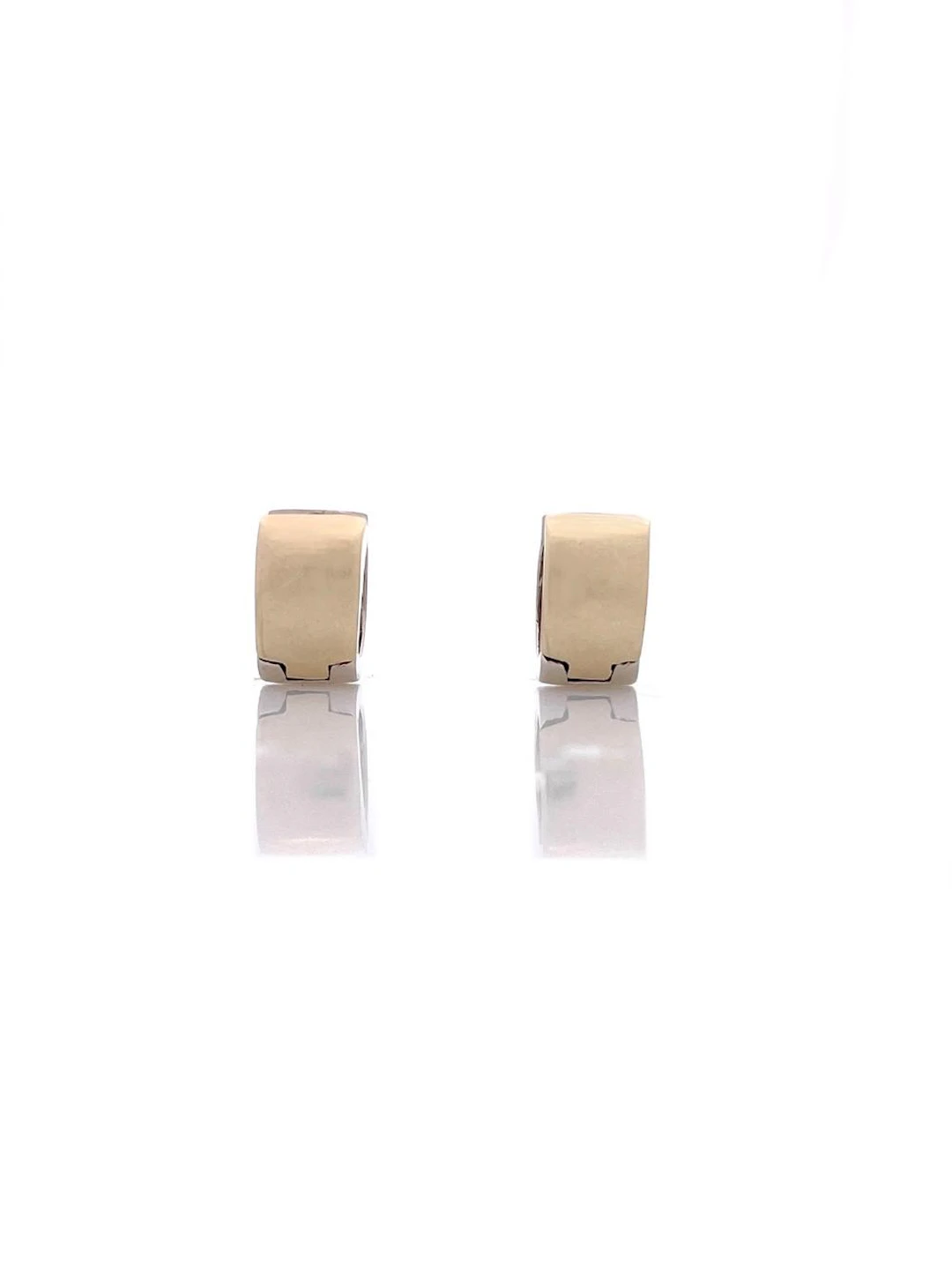 14K ITALIAN TWO-TONE GOLD HUGGIE HOOP EARRINGS
