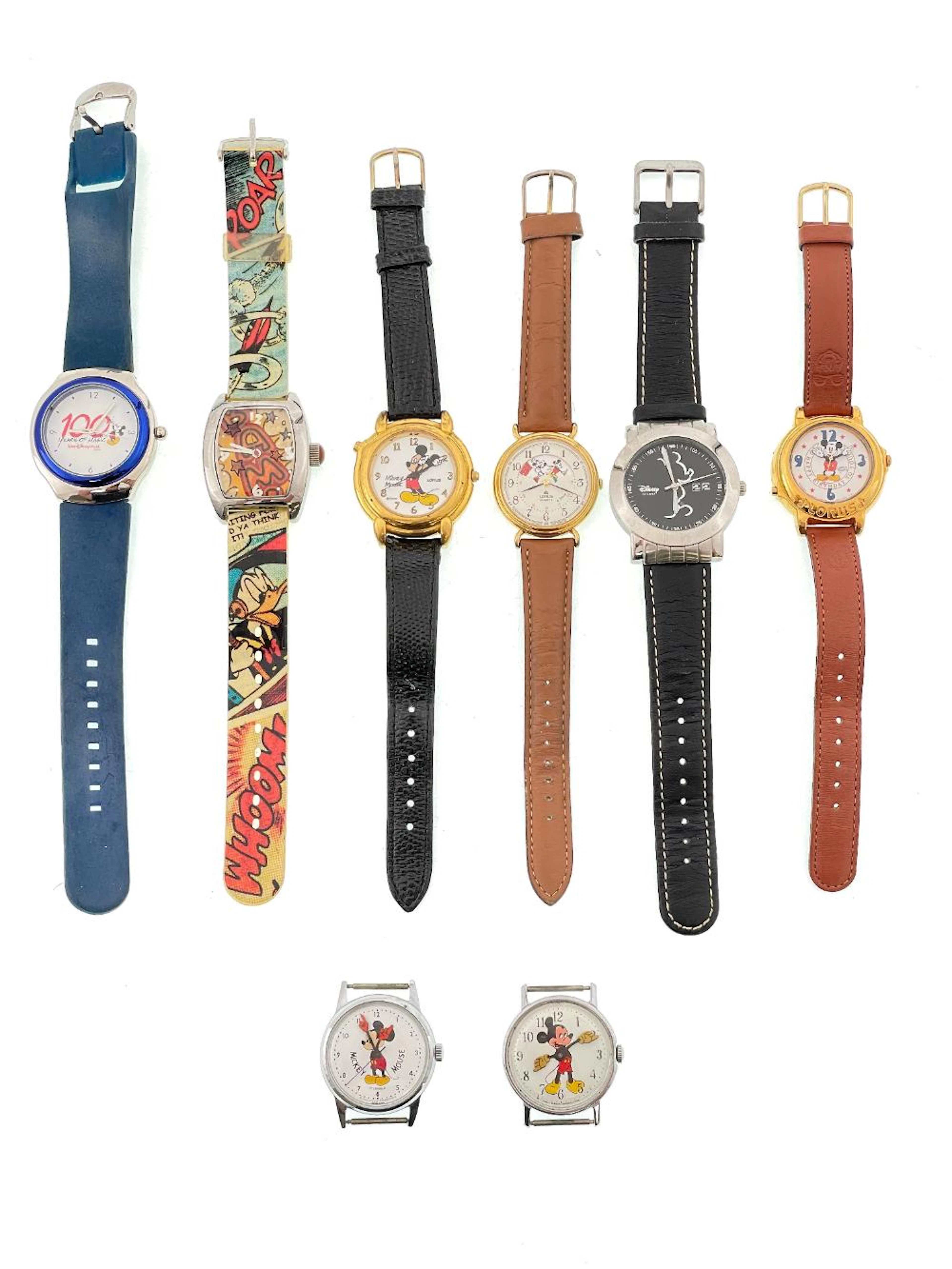 LOT OF 8 ASSORTED DISNEY MICKEY MOUSE WATCHES