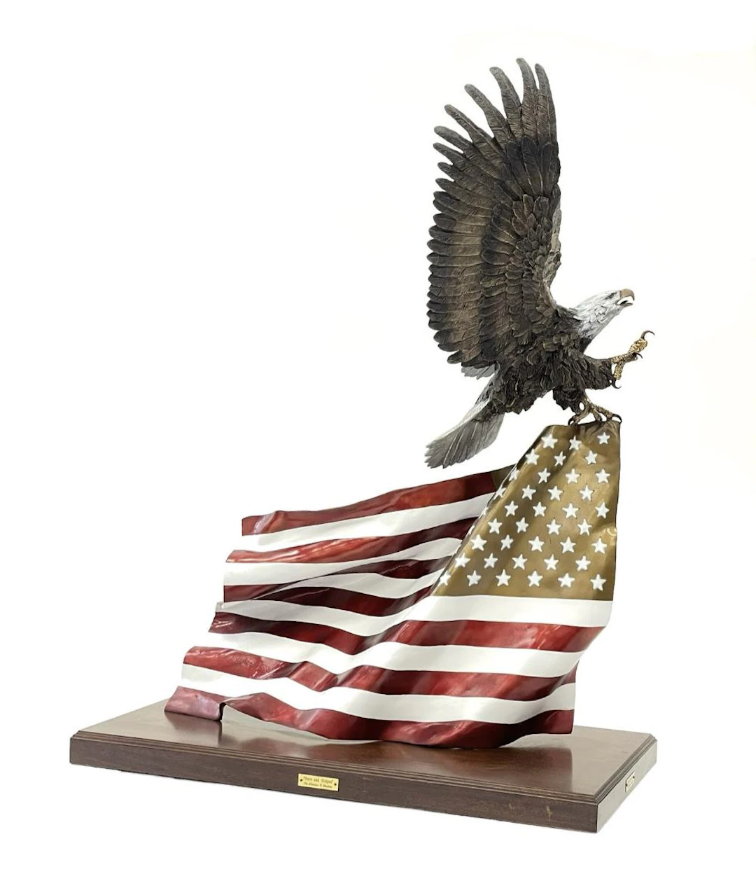 LARGE! LORENZO GHIGLIERI "STARS AND STRIPES" BRONZE SCULPTURE