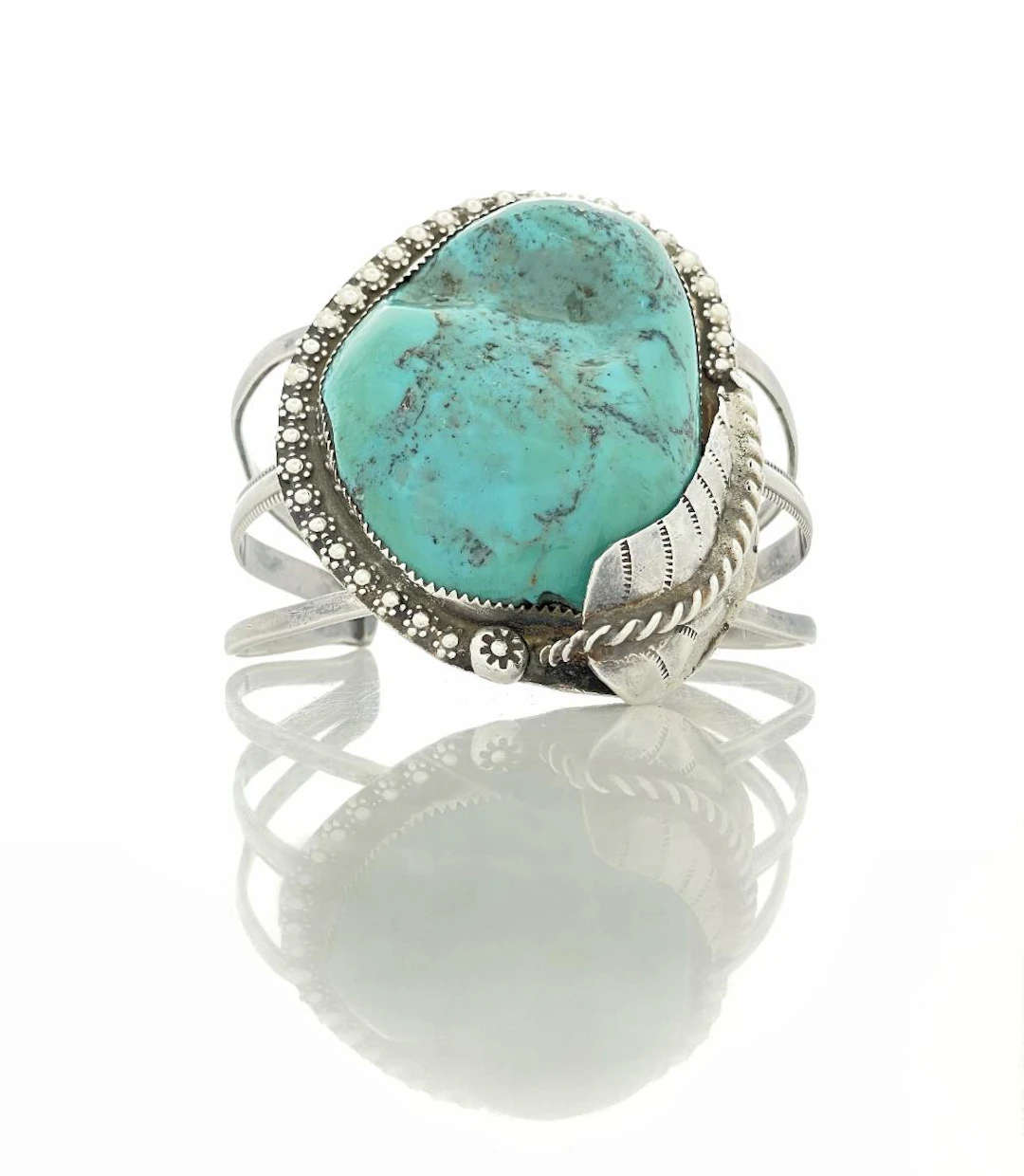 MJ LEBIRD STERLING SILVER TURQUOISE CUFF