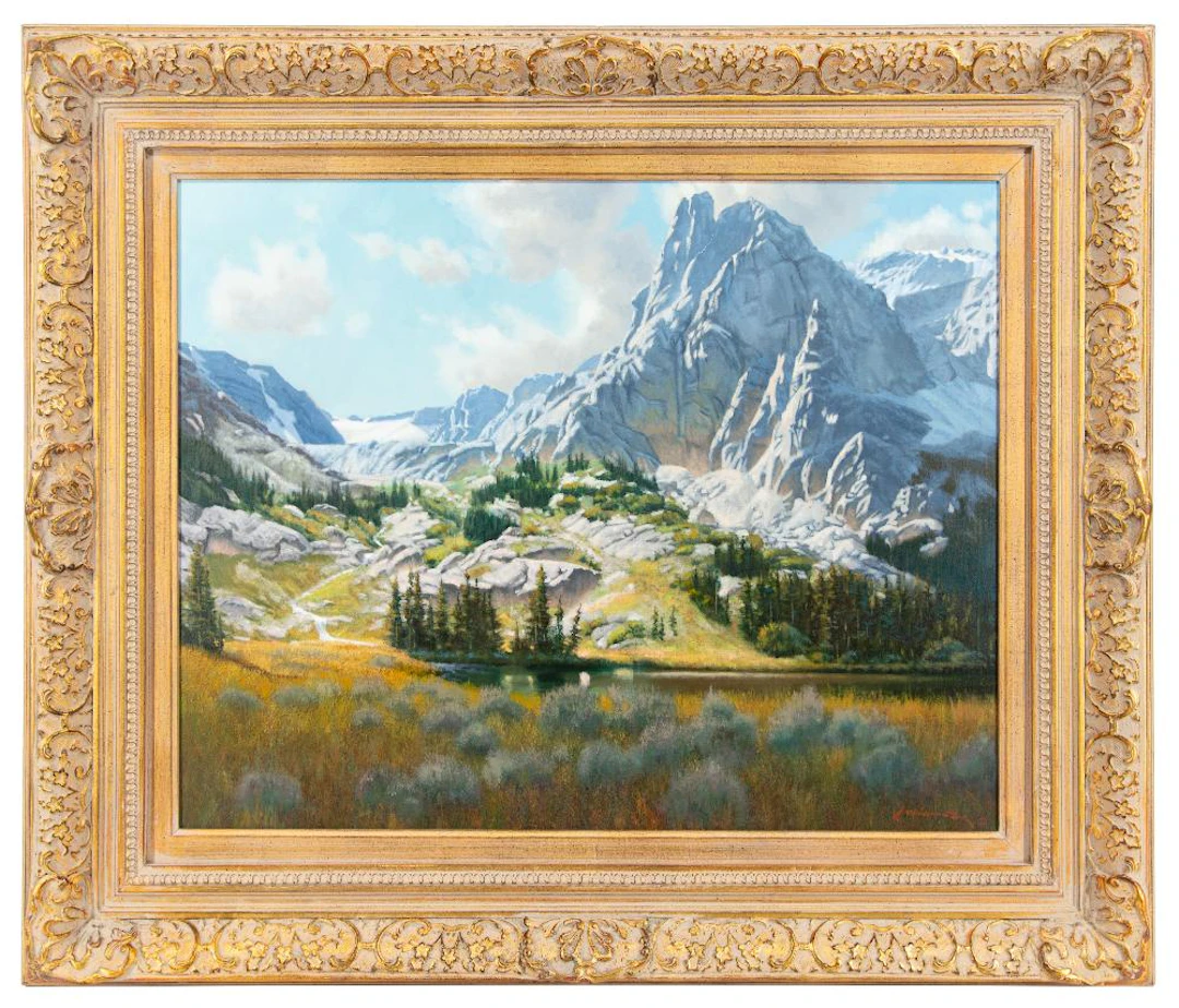 JOHN COX "HIGH COUNTRY LAKE" OIL ON CANVAS