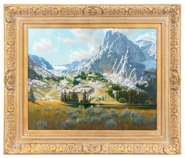 JOHN COX "HIGH COUNTRY LAKE" OIL ON CANVAS