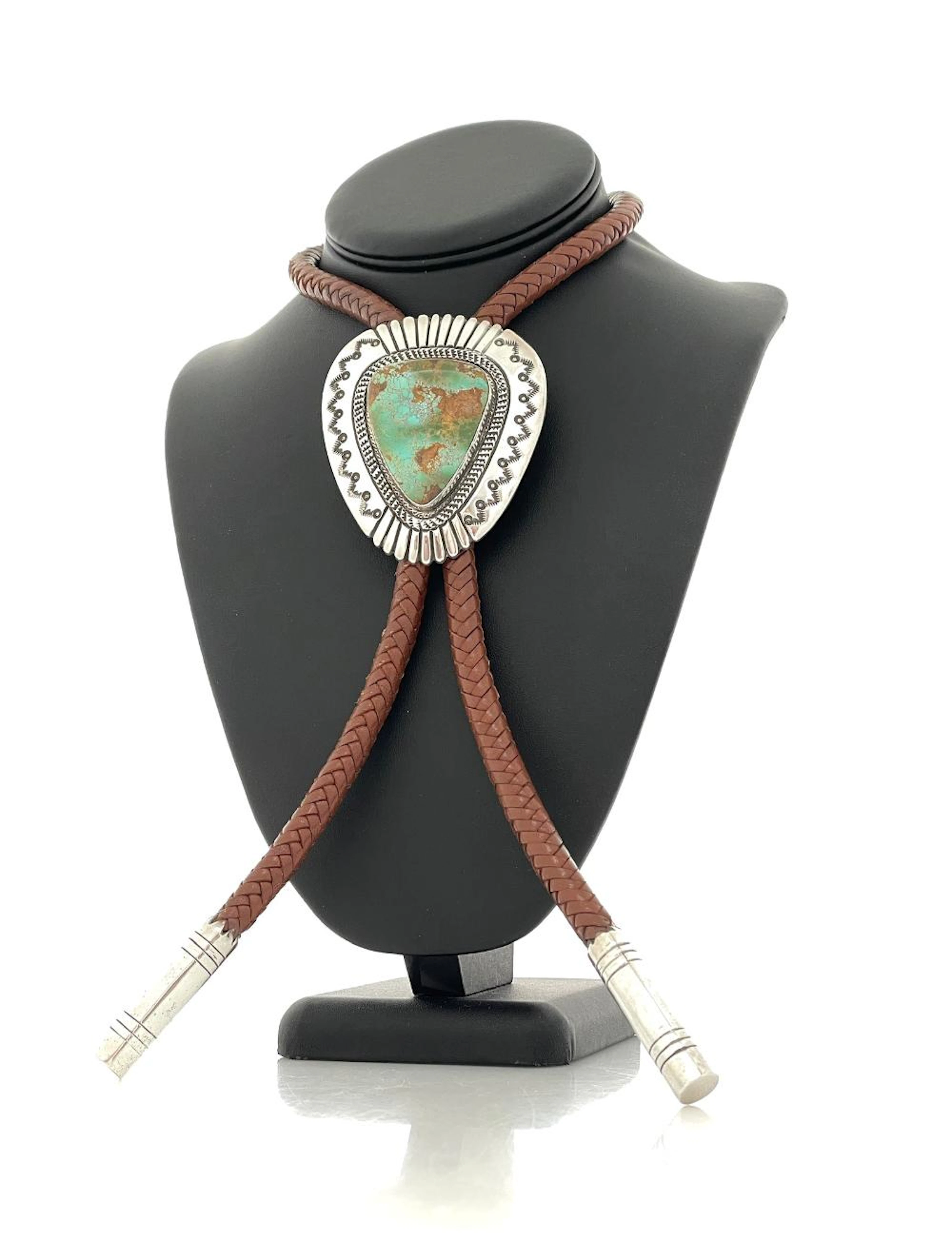 KEE JOE BENALLY NAVAJO STERLING SILVER TURQUOISE BOLO TIE