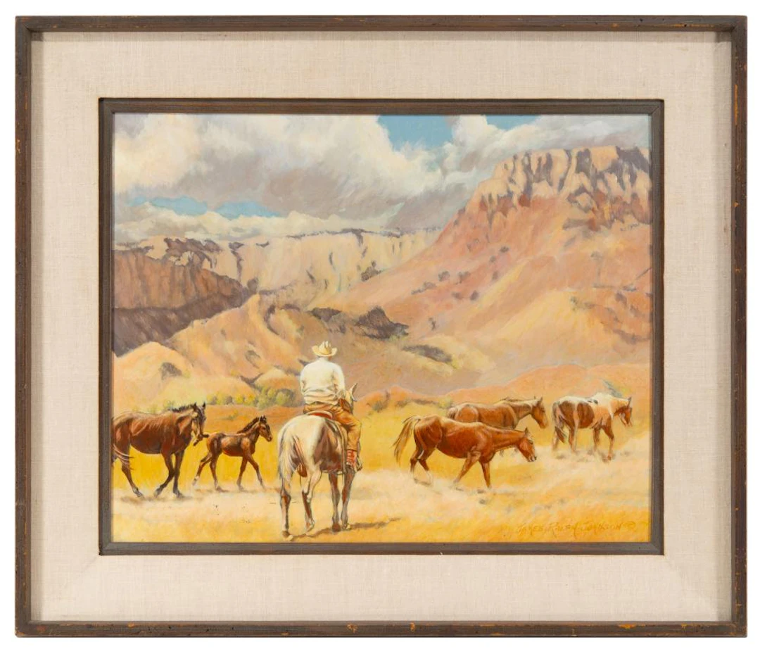 JAMES RALPH JOHNSON "SURPRISE FOR SUSAN" OIL ON BOARD