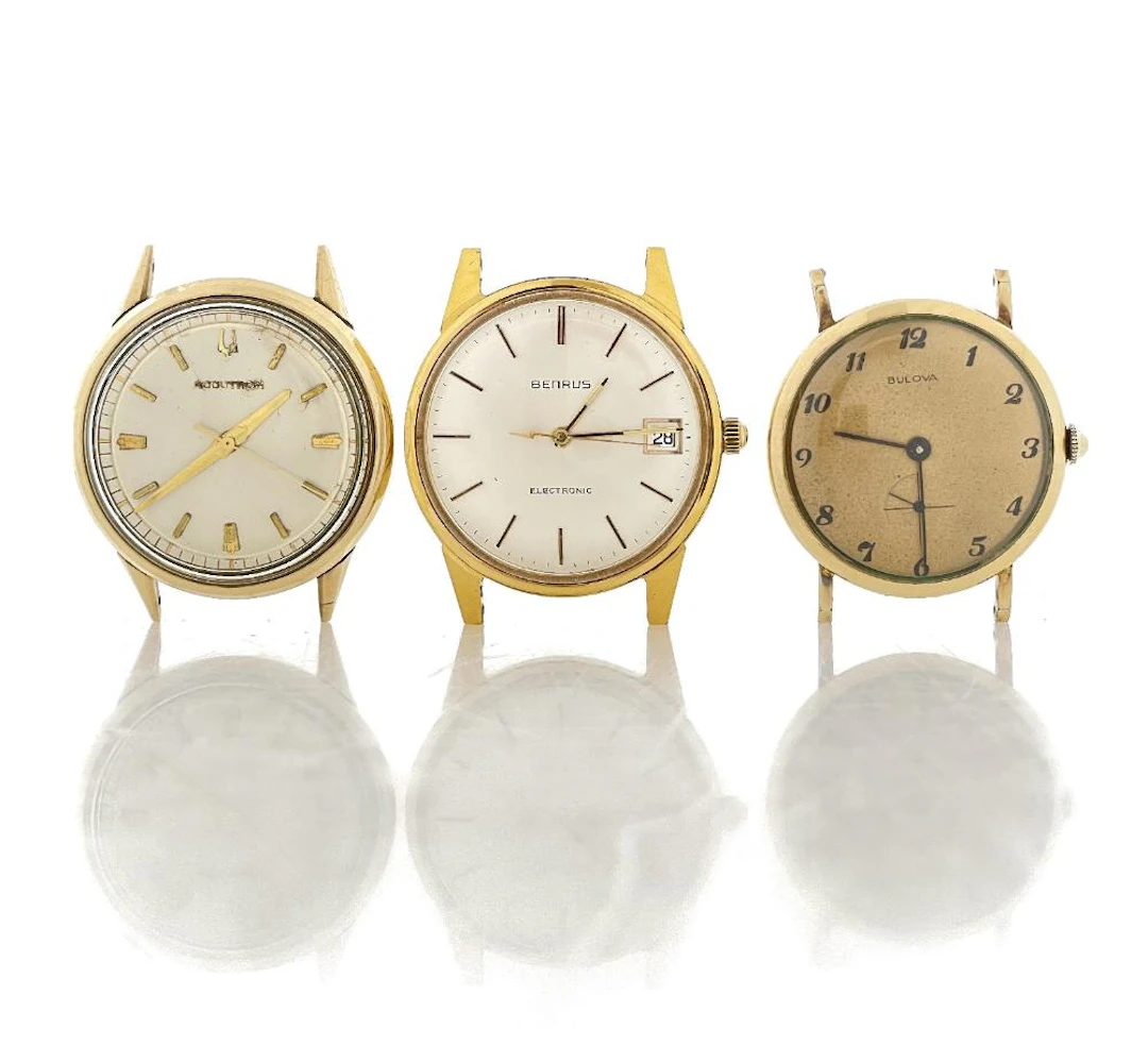 LOT OF 3 VINTAGE BULOVA & BENRUS WATCH HEADS