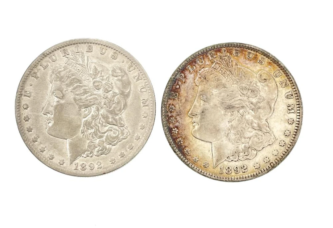 LOT OF 2 1892-P-O MORGAN SILVER DOLLARS