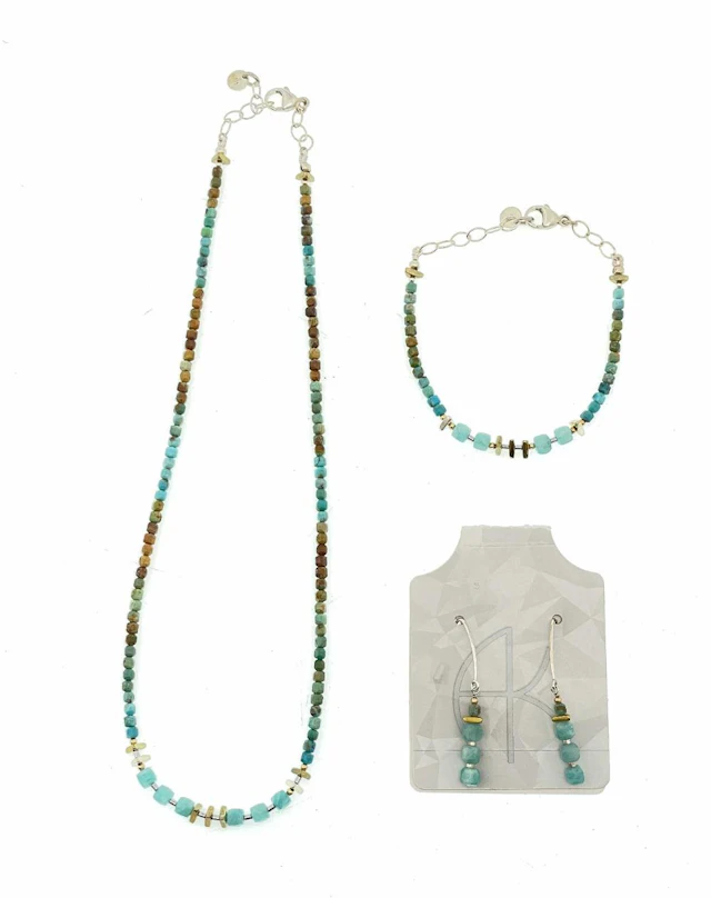 4PC ARLEE KASSELMAN 22K GOLD VERMEIL STERLING SILVER HUBEI TURQUOISE