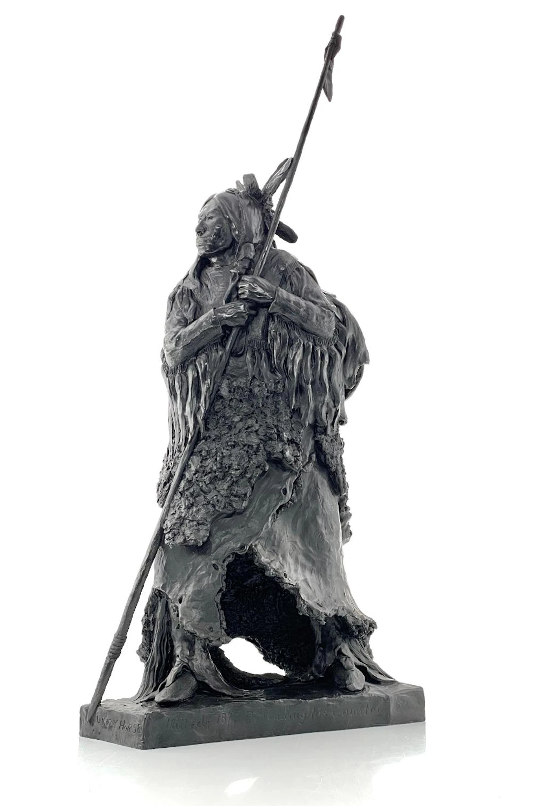 LARGE! RICHARD GREEVES "CRAZY HORSE" BRONZE SCULPTURE