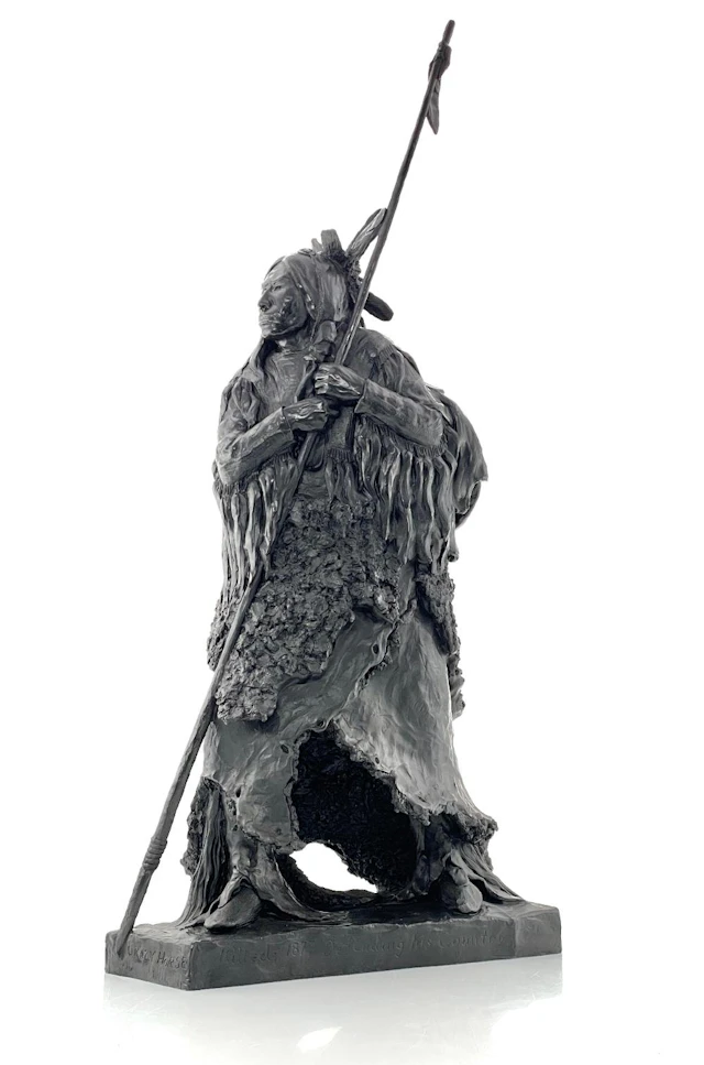 LARGE! RICHARD GREEVES "CRAZY HORSE" BRONZE SCULPTURE