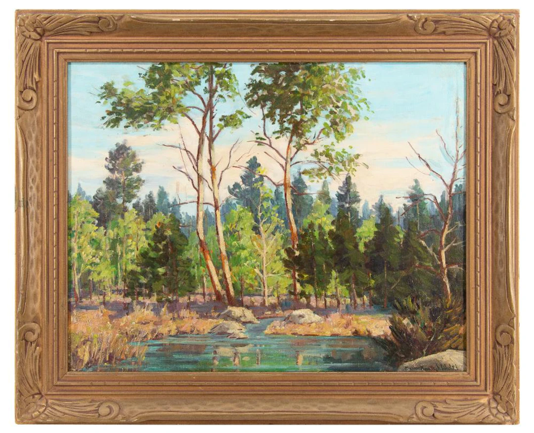 MARION WACHTEL "SUNLIT CREEK" OIL ON BOARD