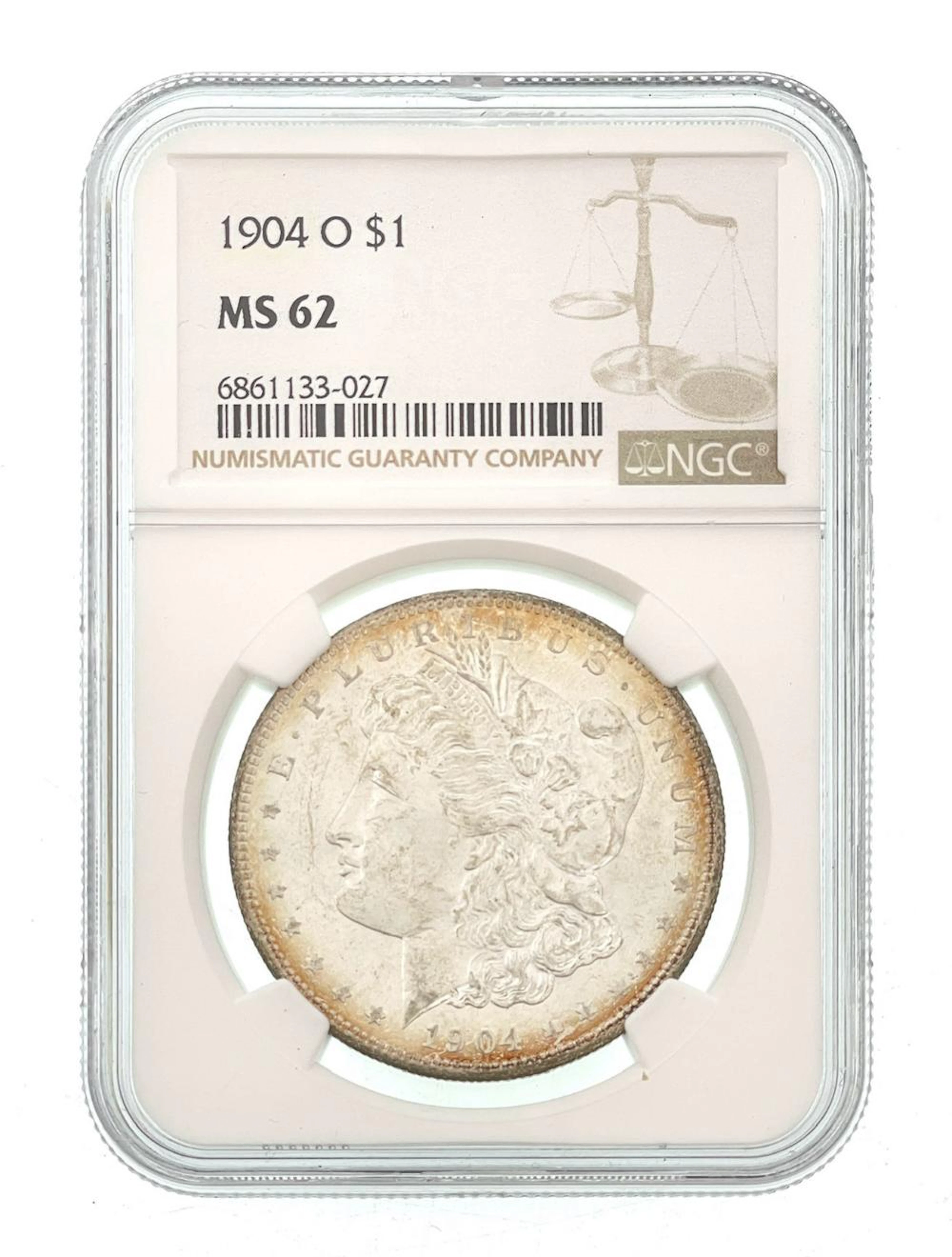 1904-O MORGAN SILVER DOLLAR NGC MS62