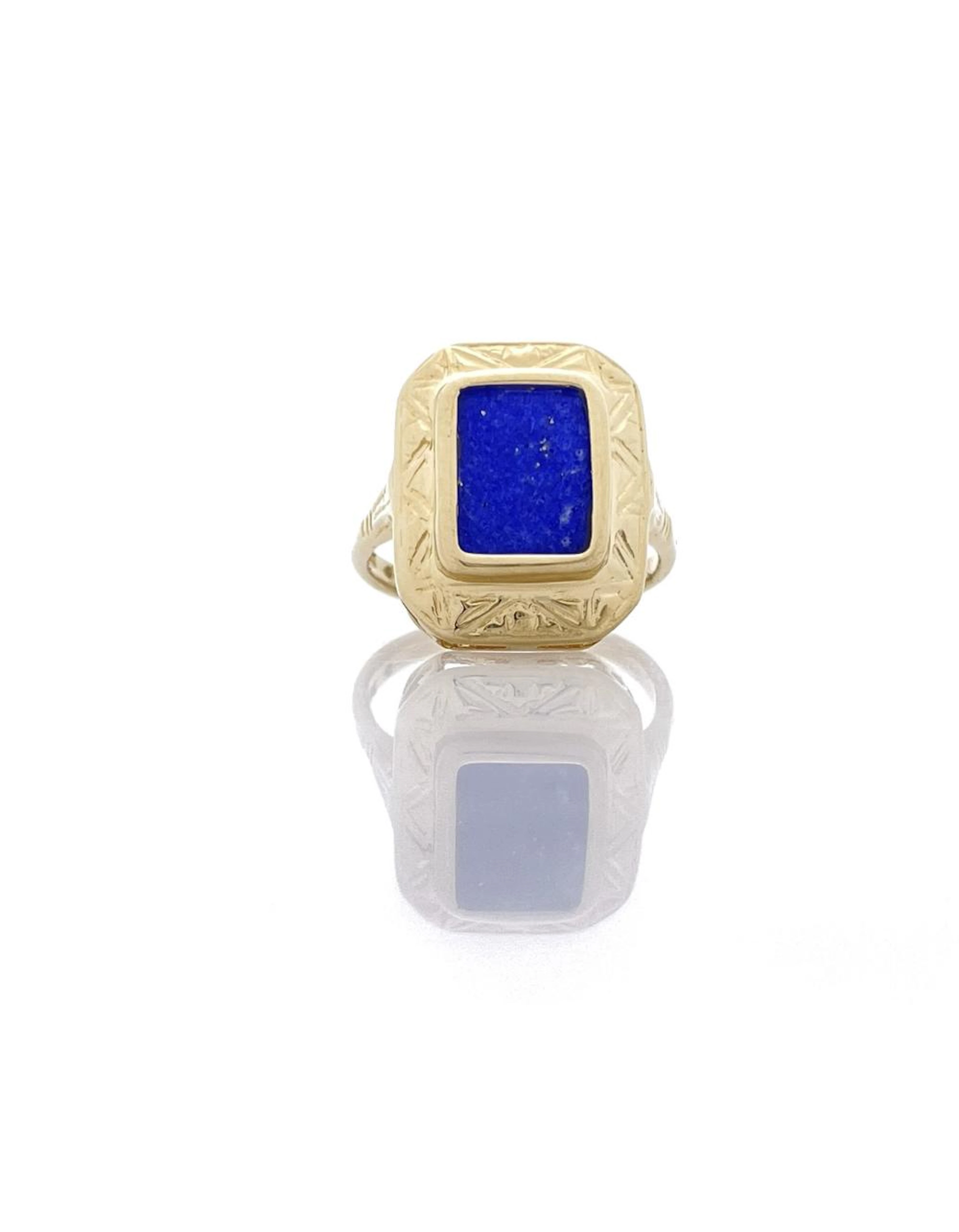 14K YELLOW GOLD LAPIS RING