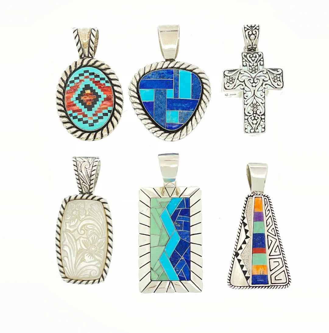 LOT OF 6 CAROLYN POLLACK RELIOS STERLING SILVER MULTI STONE PENDANTS