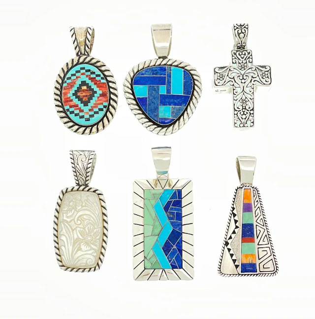 LOT OF 6 CAROLYN POLLACK RELIOS STERLING SILVER MULTI STONE PENDANTS