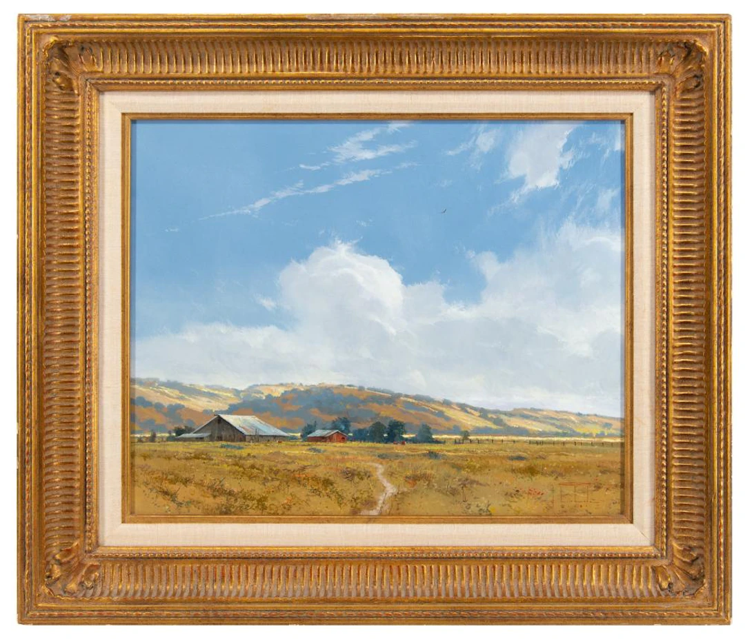 RARE ORIGINAL! THOMAS KINKADE "PASSING CLOUDS AT GOLD HILL ROAD" OIL ON BOARD