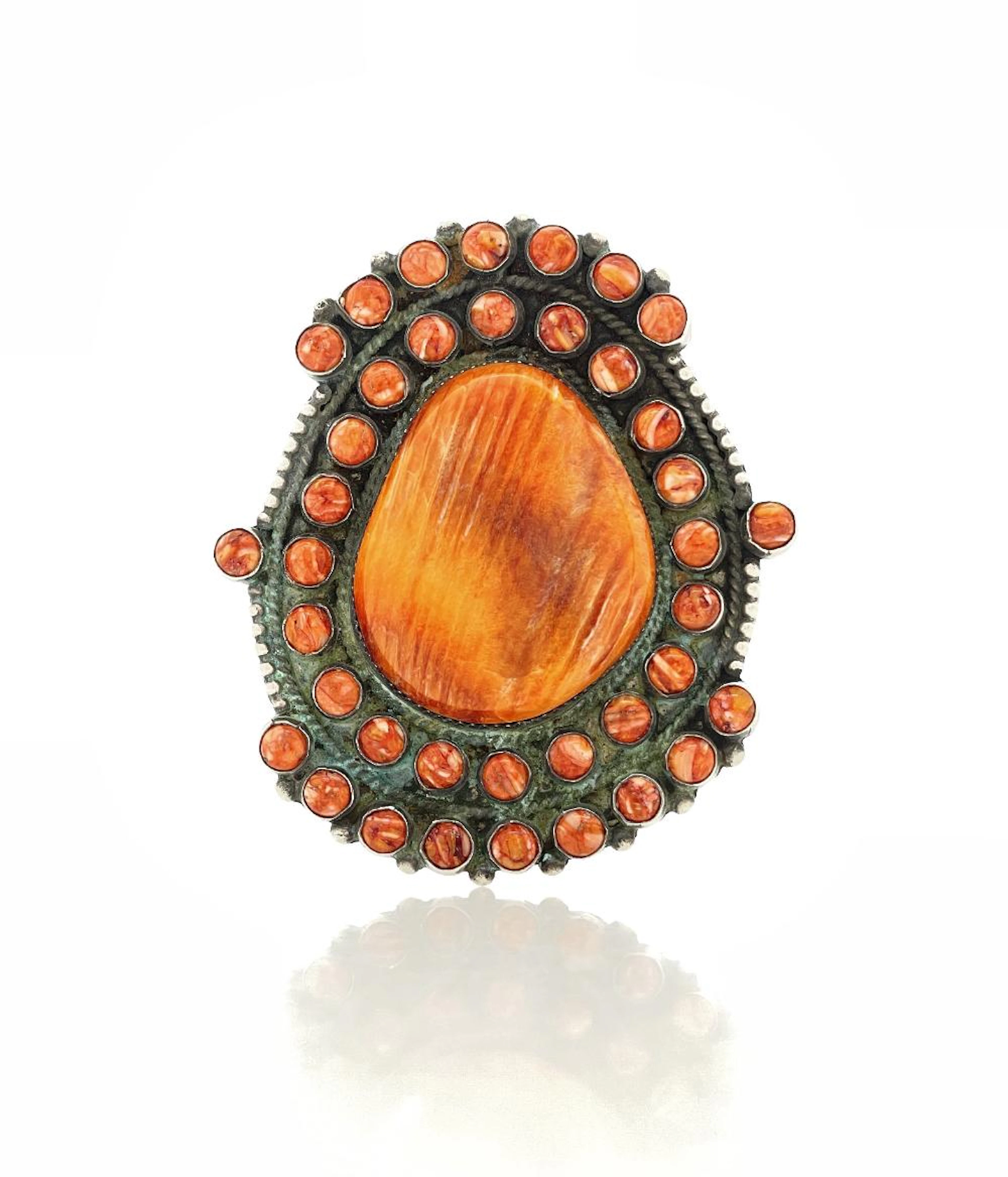 DEAN BROWN NAVAJO STERLING SILVER SPINY OYSTER CLUSTER RING