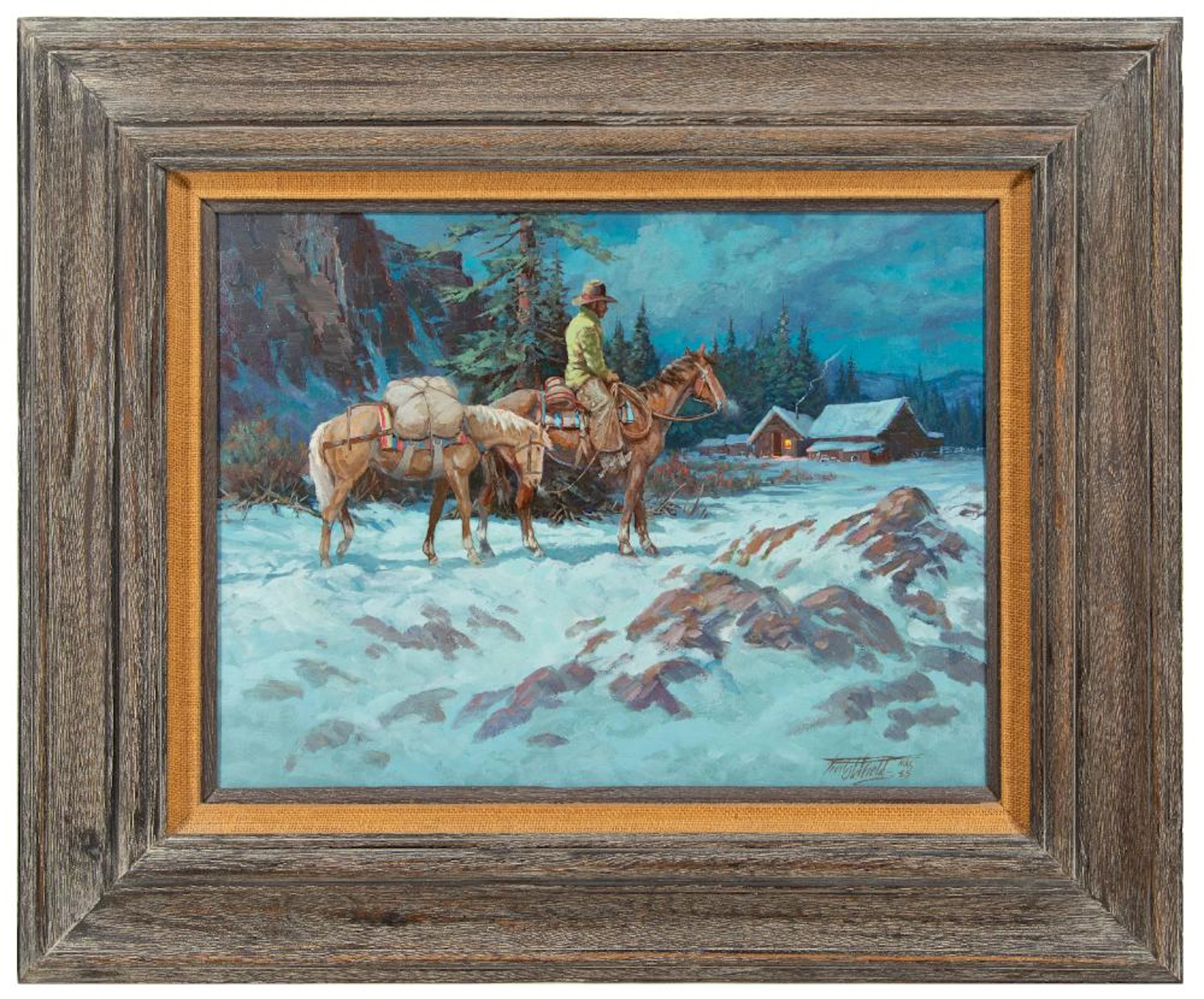 FRED OLDFIELD "WINTER NIGHT" OIL ON CANVAS