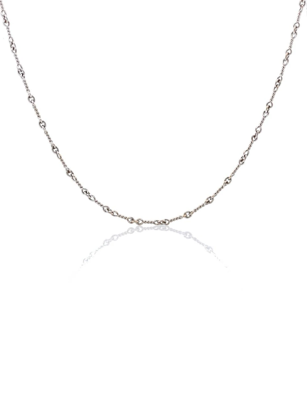 14K WHITE GOLD ITALIAN DOG BONE LINK NECKLACE