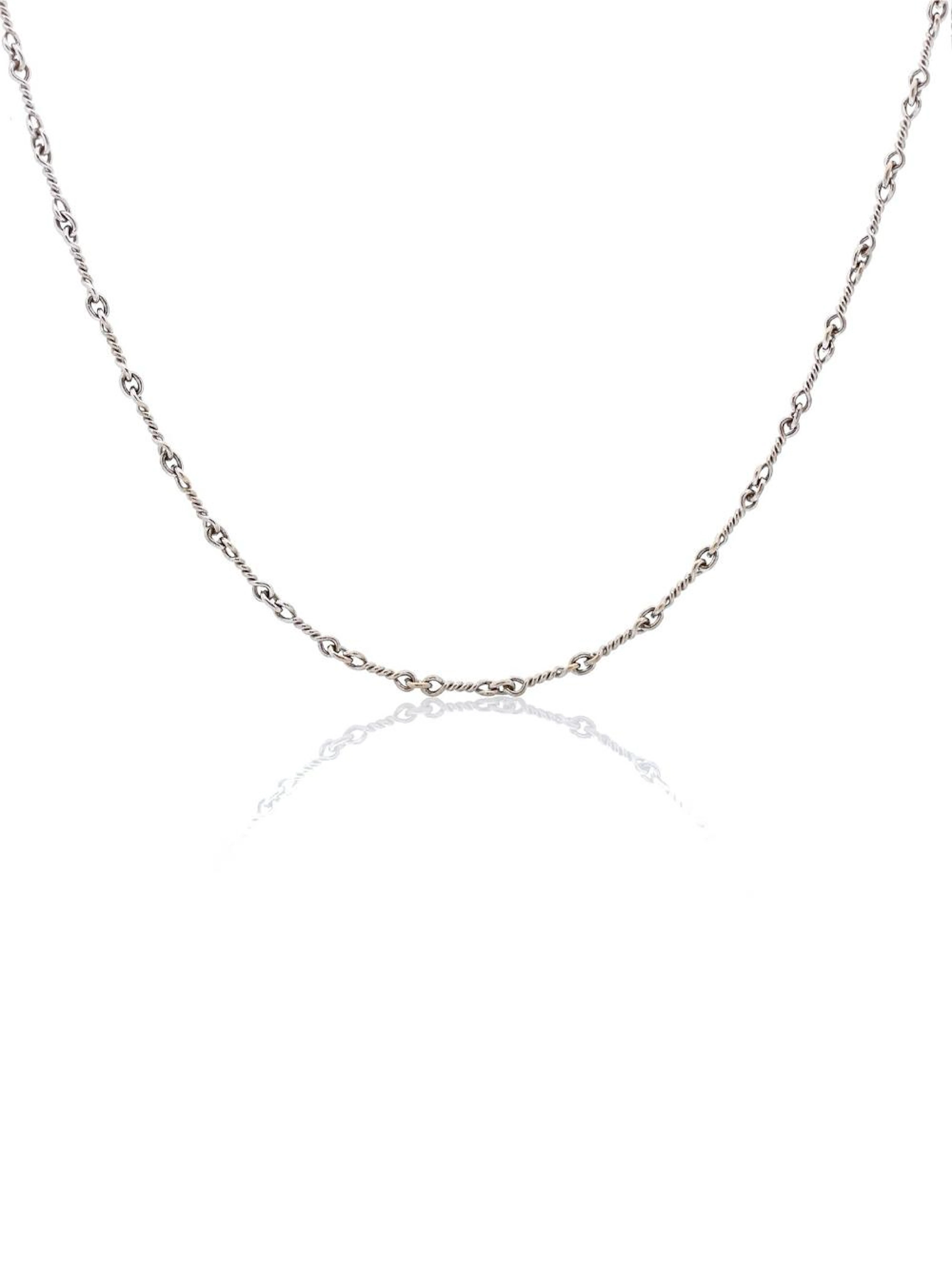 14K WHITE GOLD ITALIAN DOG BONE LINK NECKLACE
