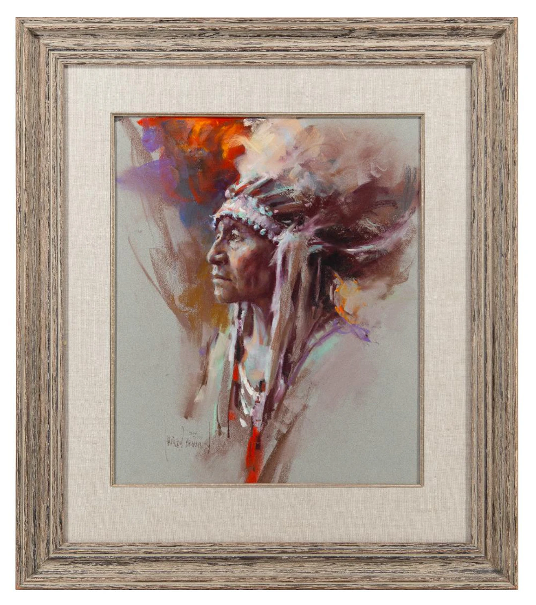 HARLEY BROWN "BEAR SIOUX" PASTEL ON PAPER