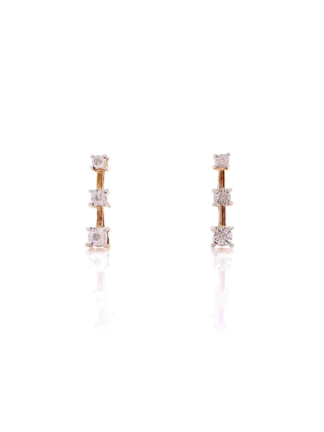 10K YELLOW GOLD GRADUATED DIAMOND EARRINGS
