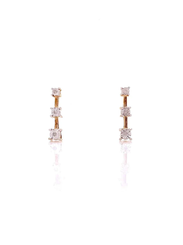 10K YELLOW GOLD GRADUATED DIAMOND EARRINGS