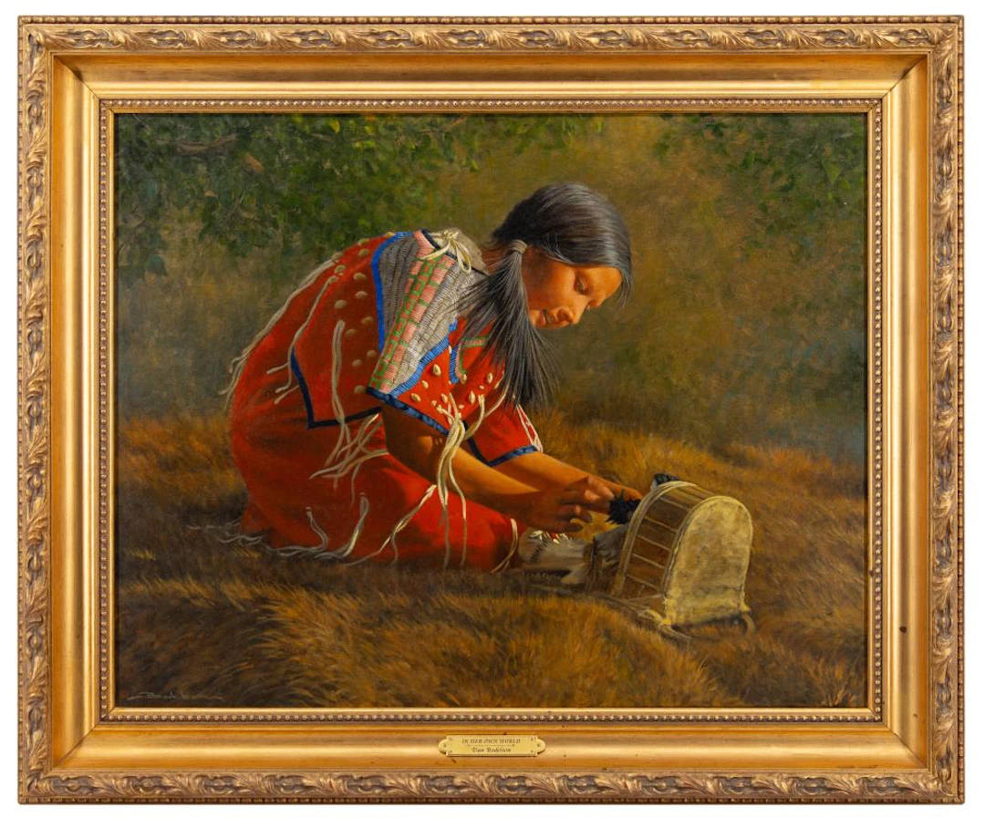 DAN BODELSON "IN A WORLD OF HER OWN" OIL ON CANVAS