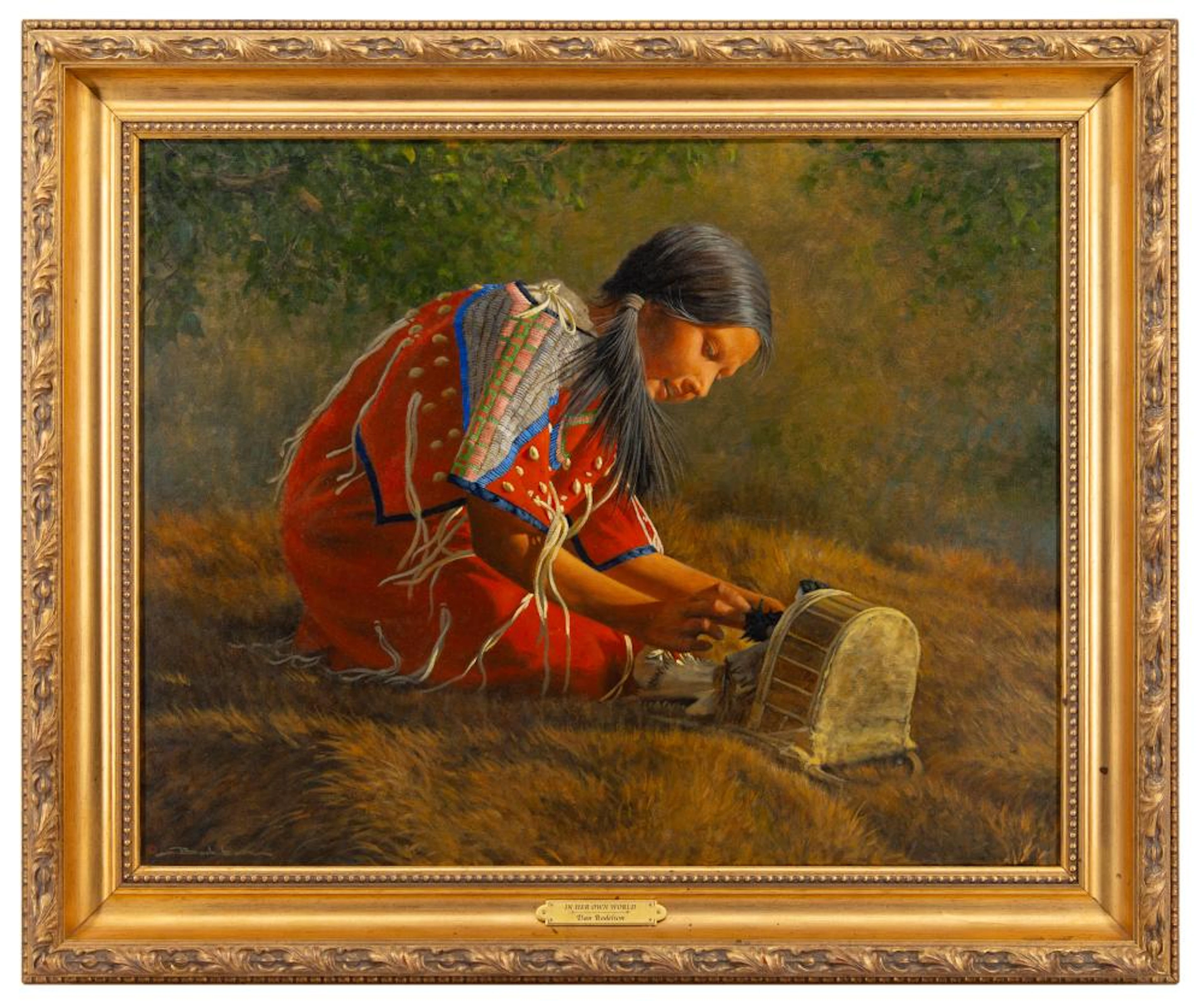 DAN BODELSON "IN A WORLD OF HER OWN" OIL ON CANVAS