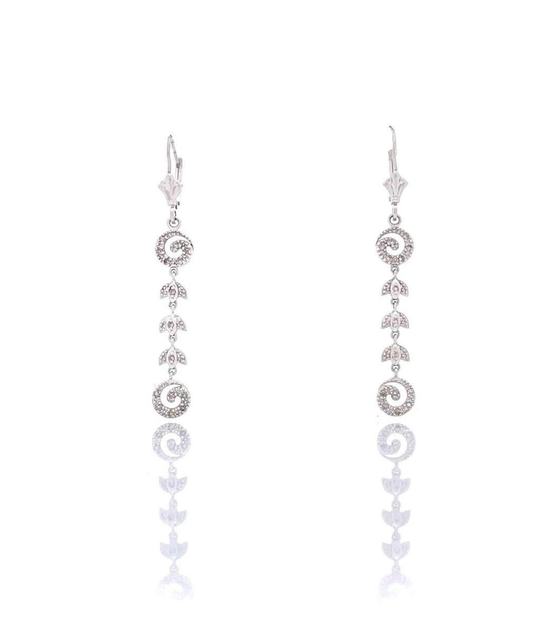 14K WHITE GOLD .15CTTW DIAMOND DANGLE EARRINGS