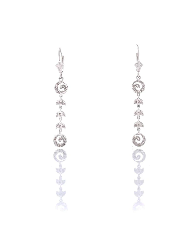14K WHITE GOLD .15CTTW DIAMOND DANGLE EARRINGS