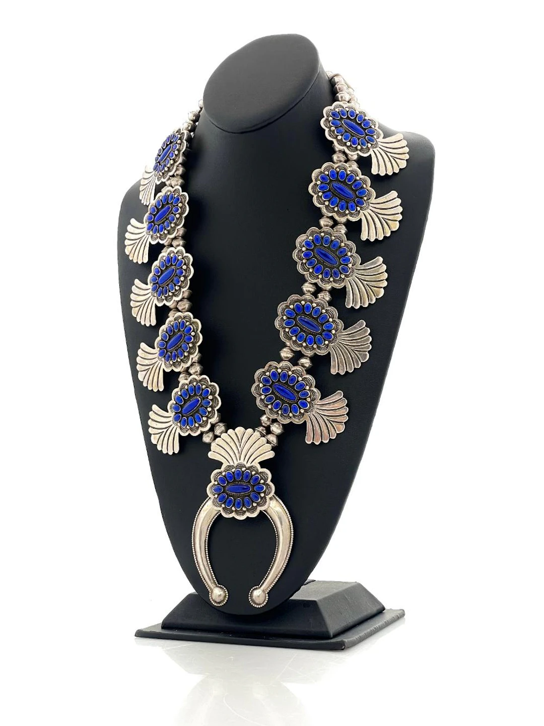 WOW! ERNEST ROY BEGAY NAVAJO STERLING SILVER LAPIS LAZULI SQUASH BLOSSOM