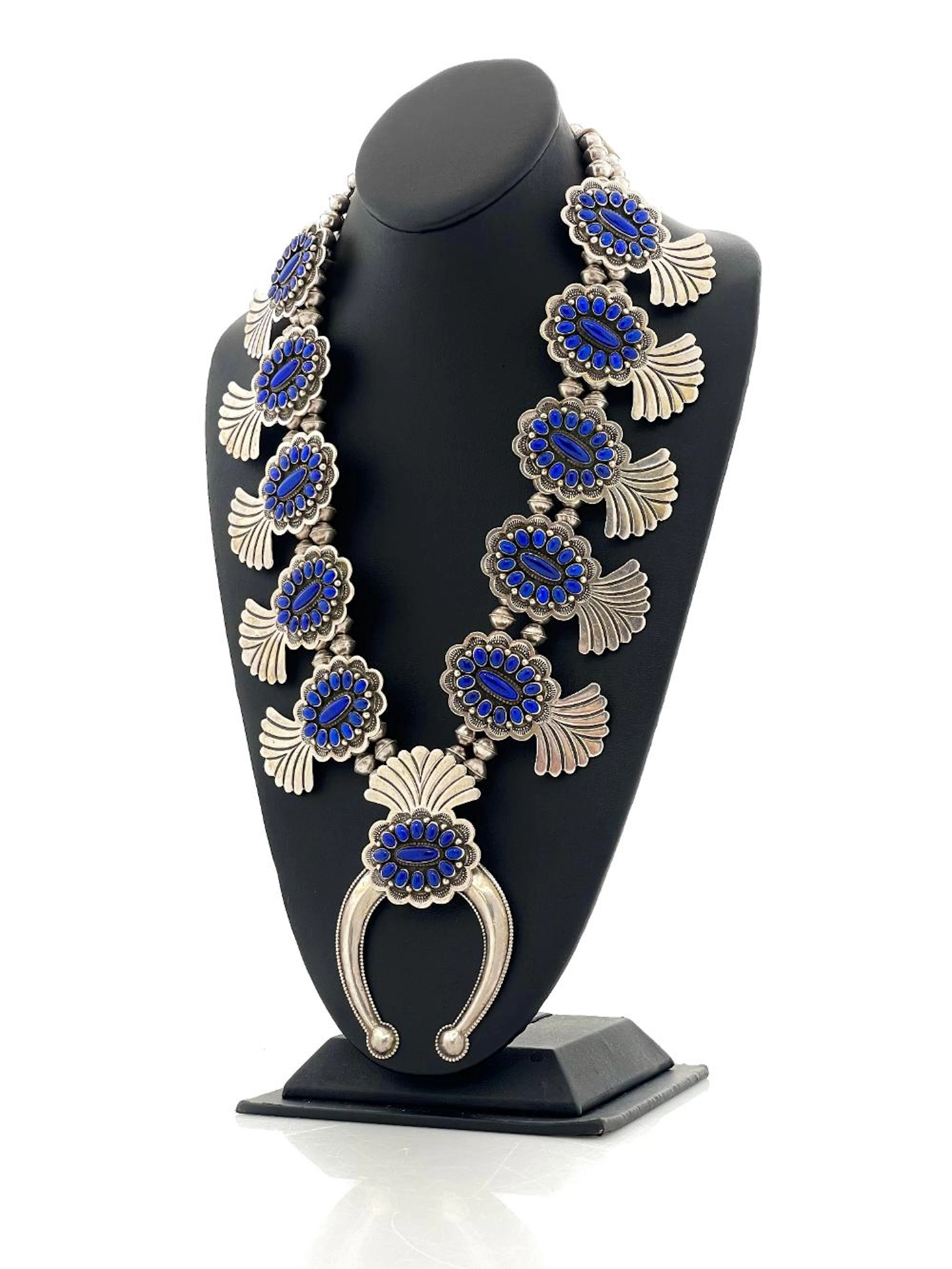 WOW! ERNEST ROY BEGAY NAVAJO STERLING SILVER LAPIS LAZULI SQUASH BLOSSOM