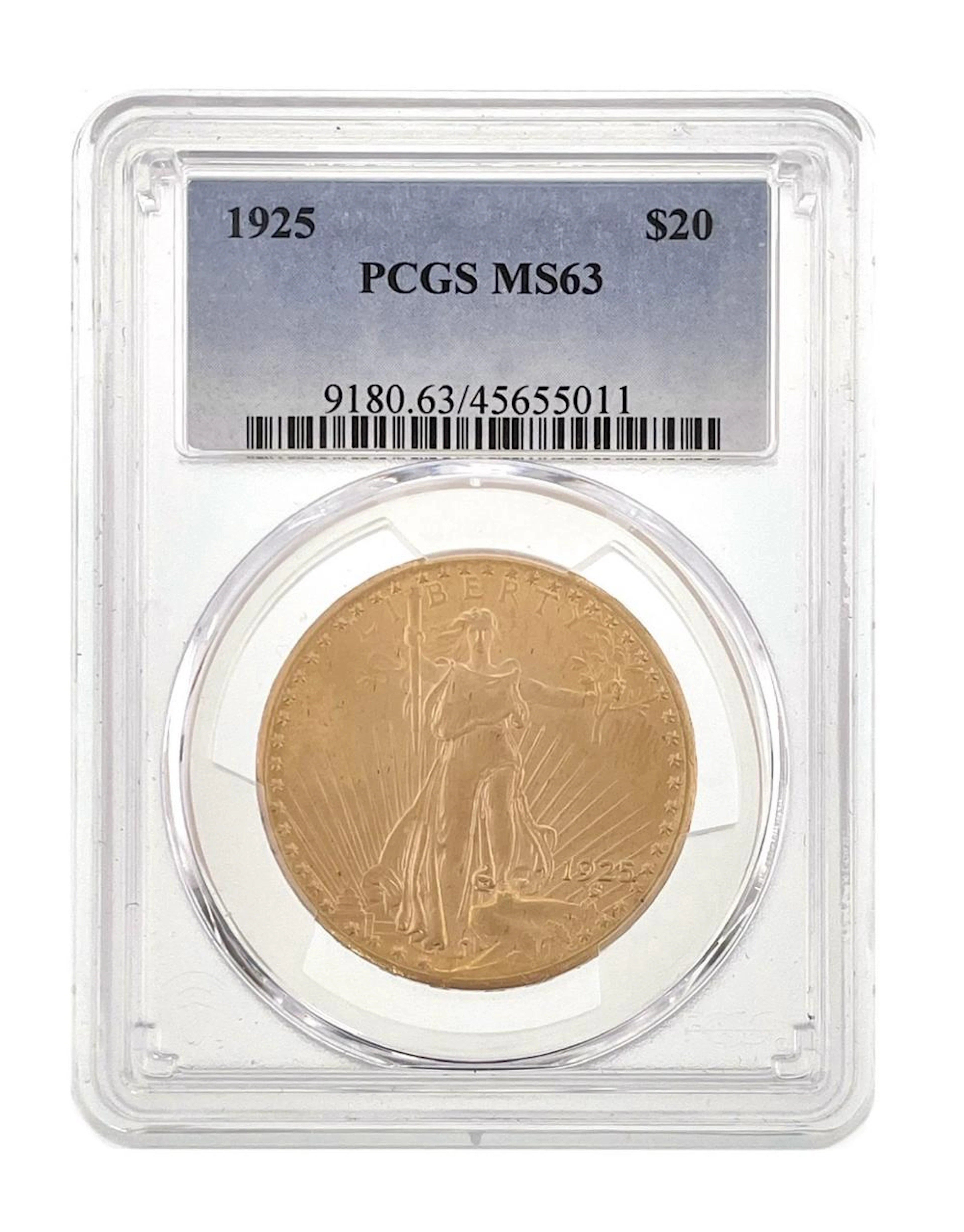 1925 $20 ST. GAUDENS GOLD DOUBLE EAGLE PCGS MS63