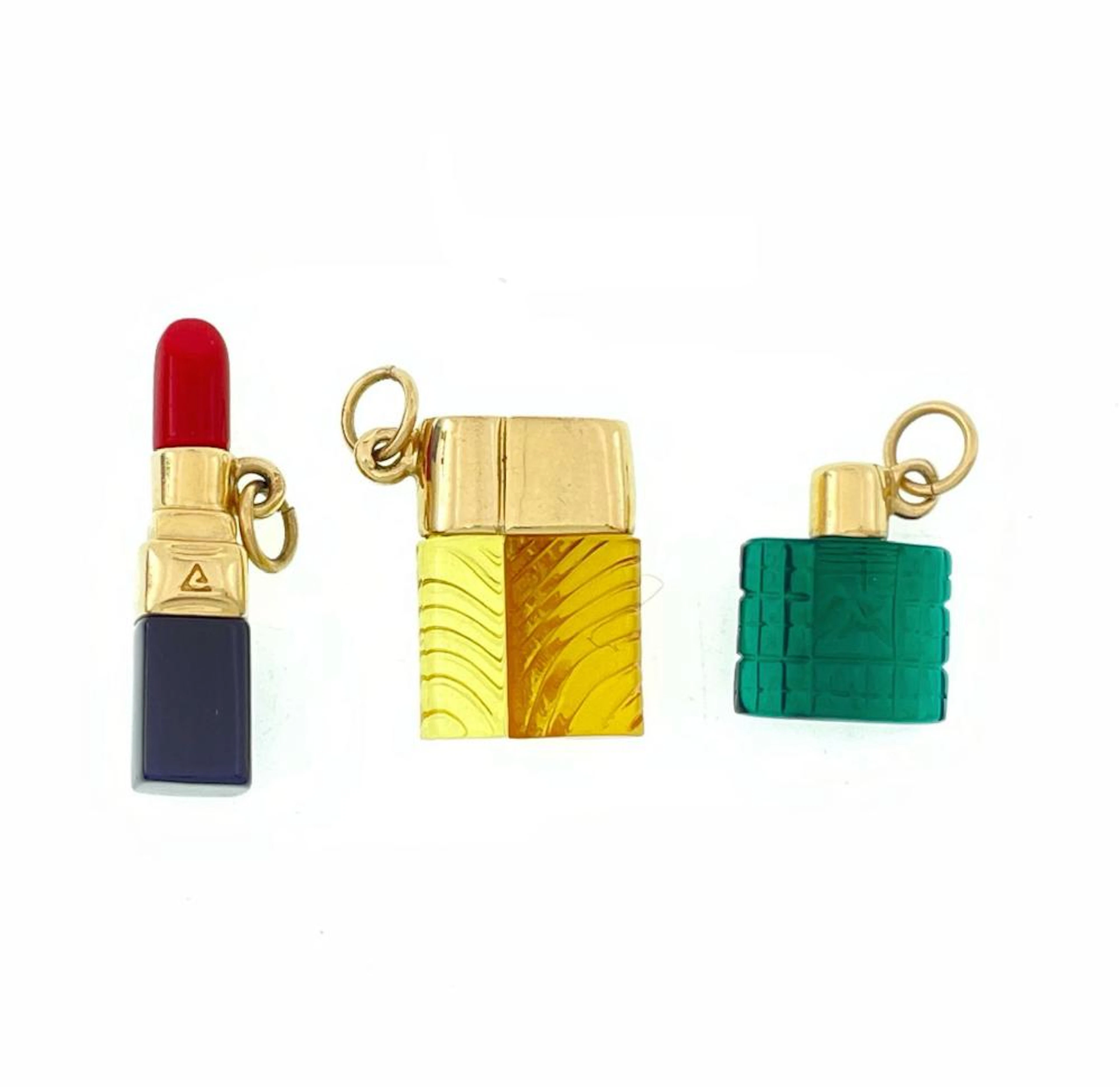 LOT OF 3 AVON 14K YELLOW GOLD PLASTIC CHARMS