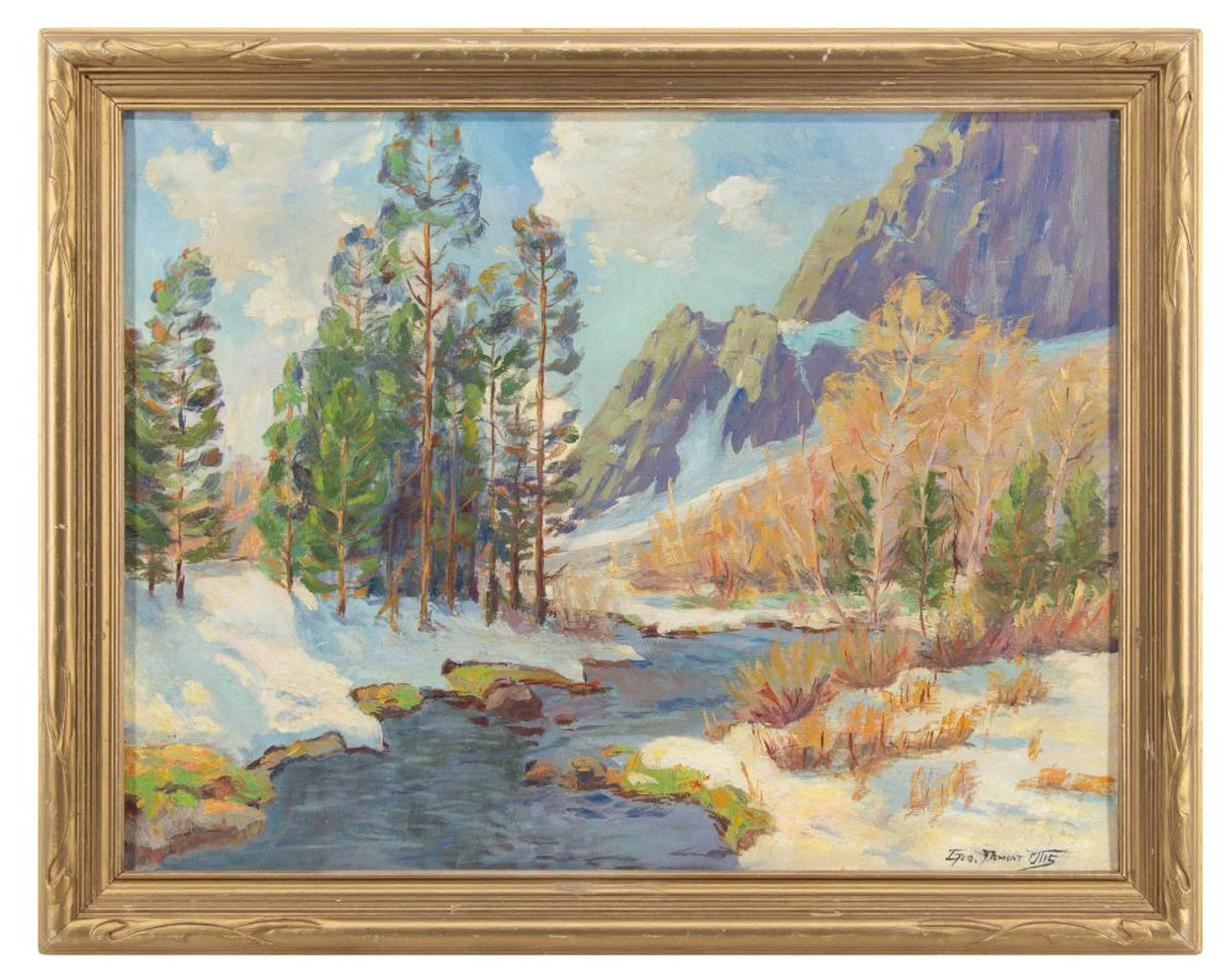 GEORGE DEMONT OTIS "WINTER, SIERRA NEVADA" OIL ON BOARD