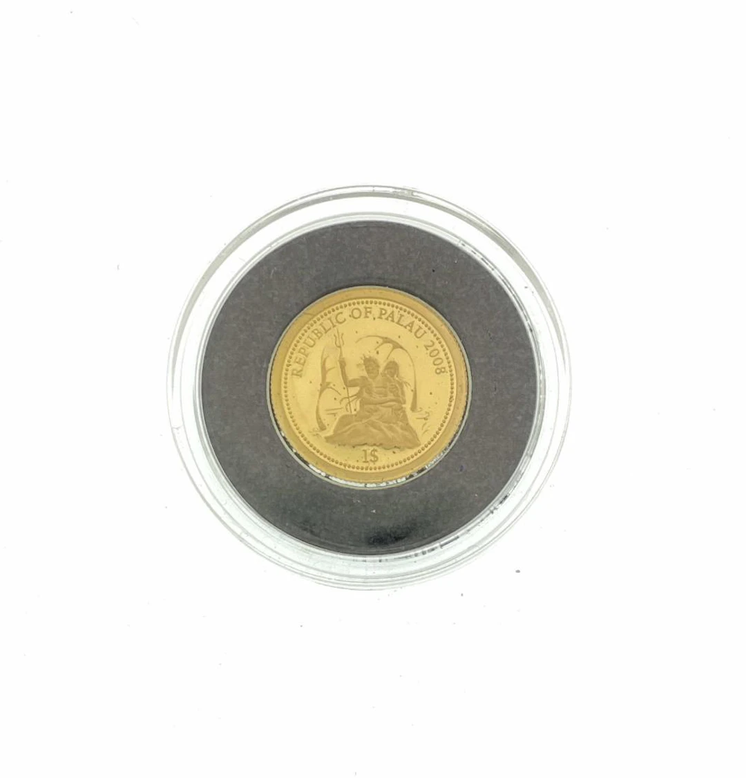2008 REPUBLIC OF PALAU 'GREY REEF SHARK' 1/25TH OZ .999 GOLD PROOF DOLLAR COIN