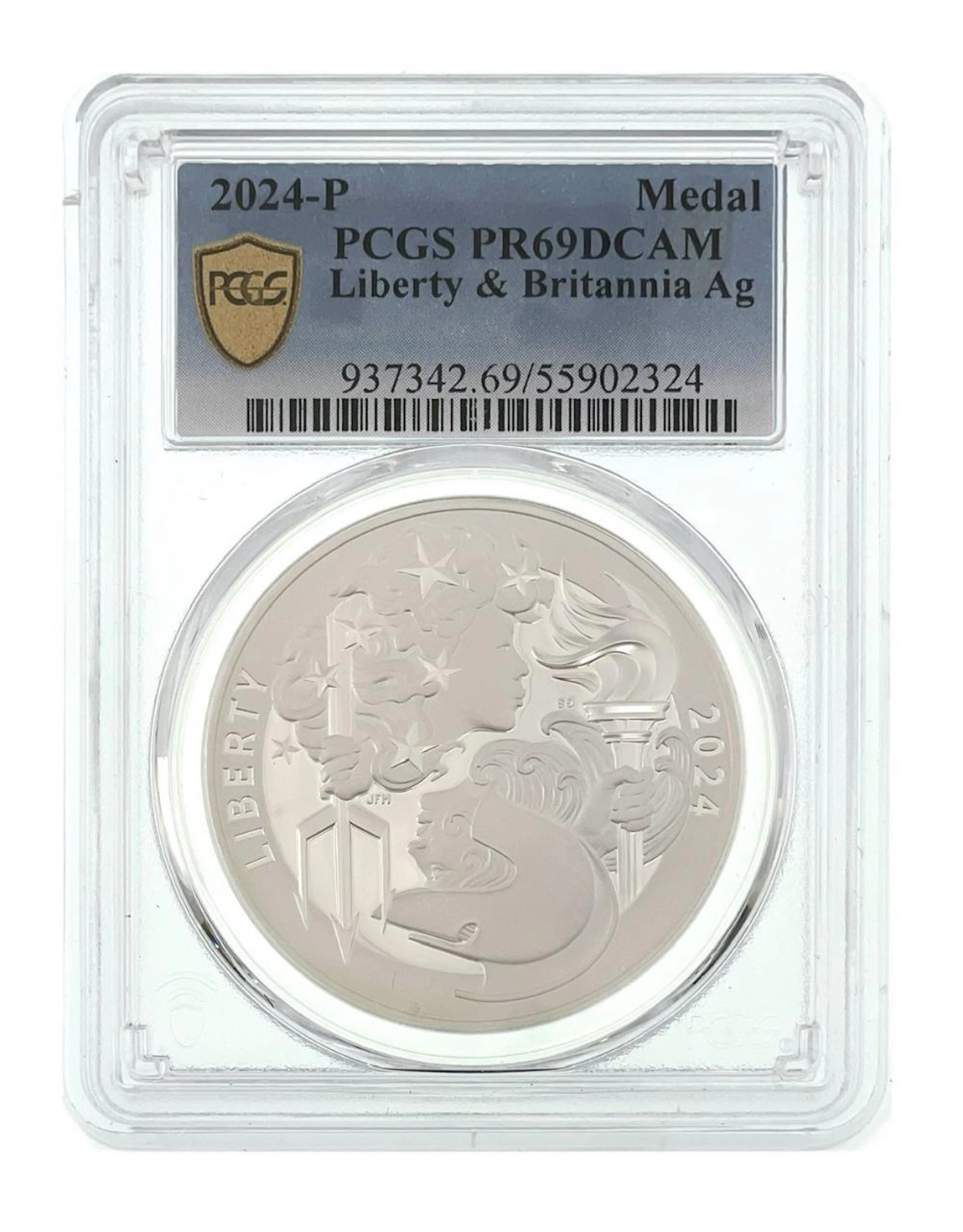 2024-P LIBERTY & BRITANNIA 1OZ .999 SILVER MEDAL PCGS PR69DCAM
