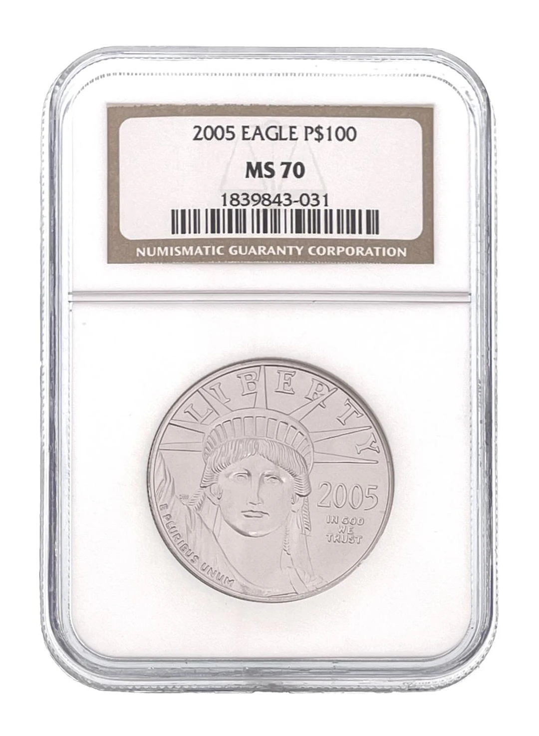 2005 $100 1OZ AMERICAN PLATINUM EAGLE NGC MS70
