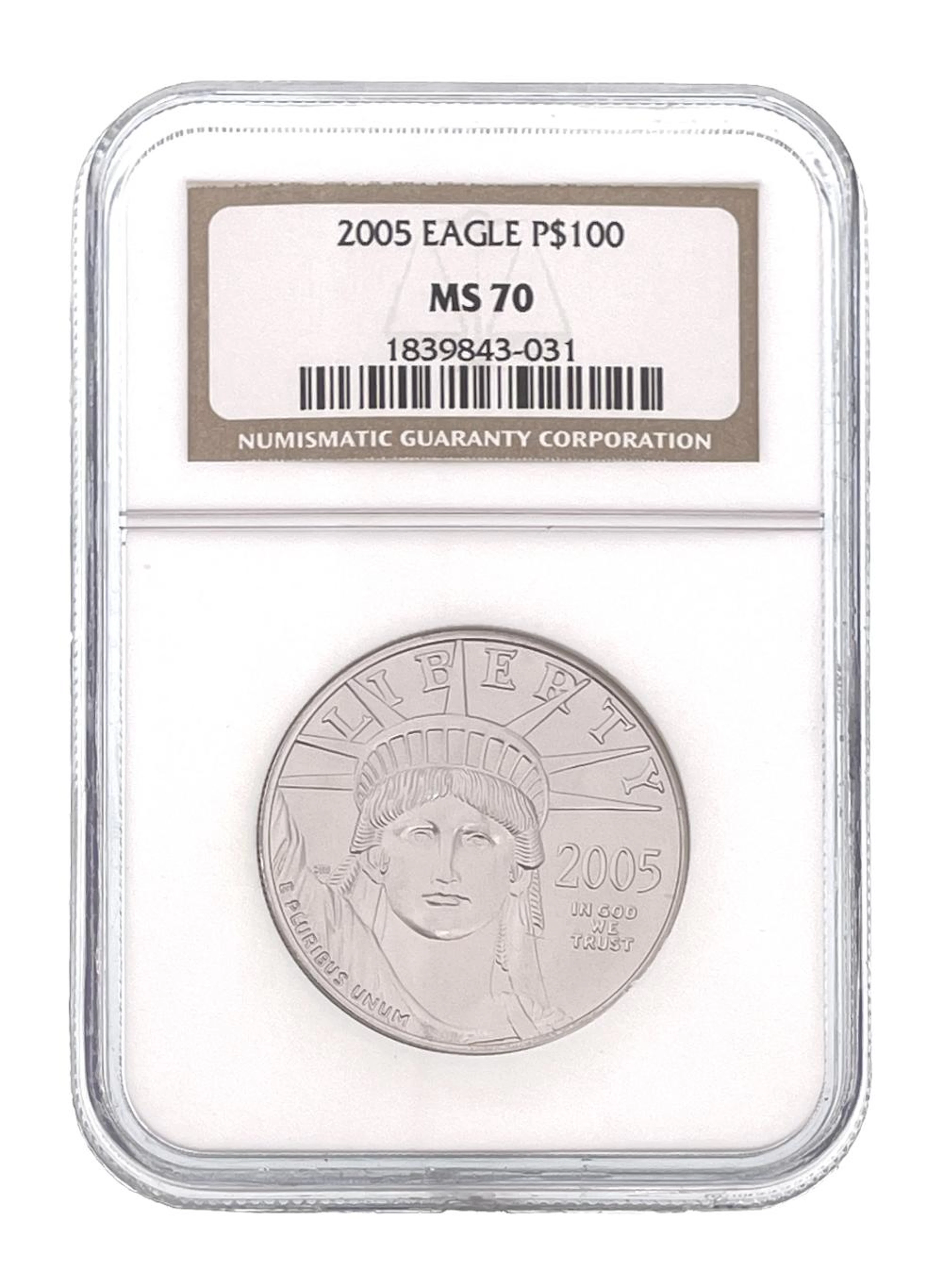 2005 $100 1OZ AMERICAN PLATINUM EAGLE NGC MS70