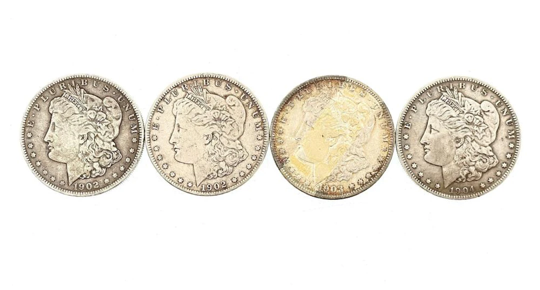 LOT OF 4 ASSORTED 1902-1904 MORGAN SILVER DOLLARS