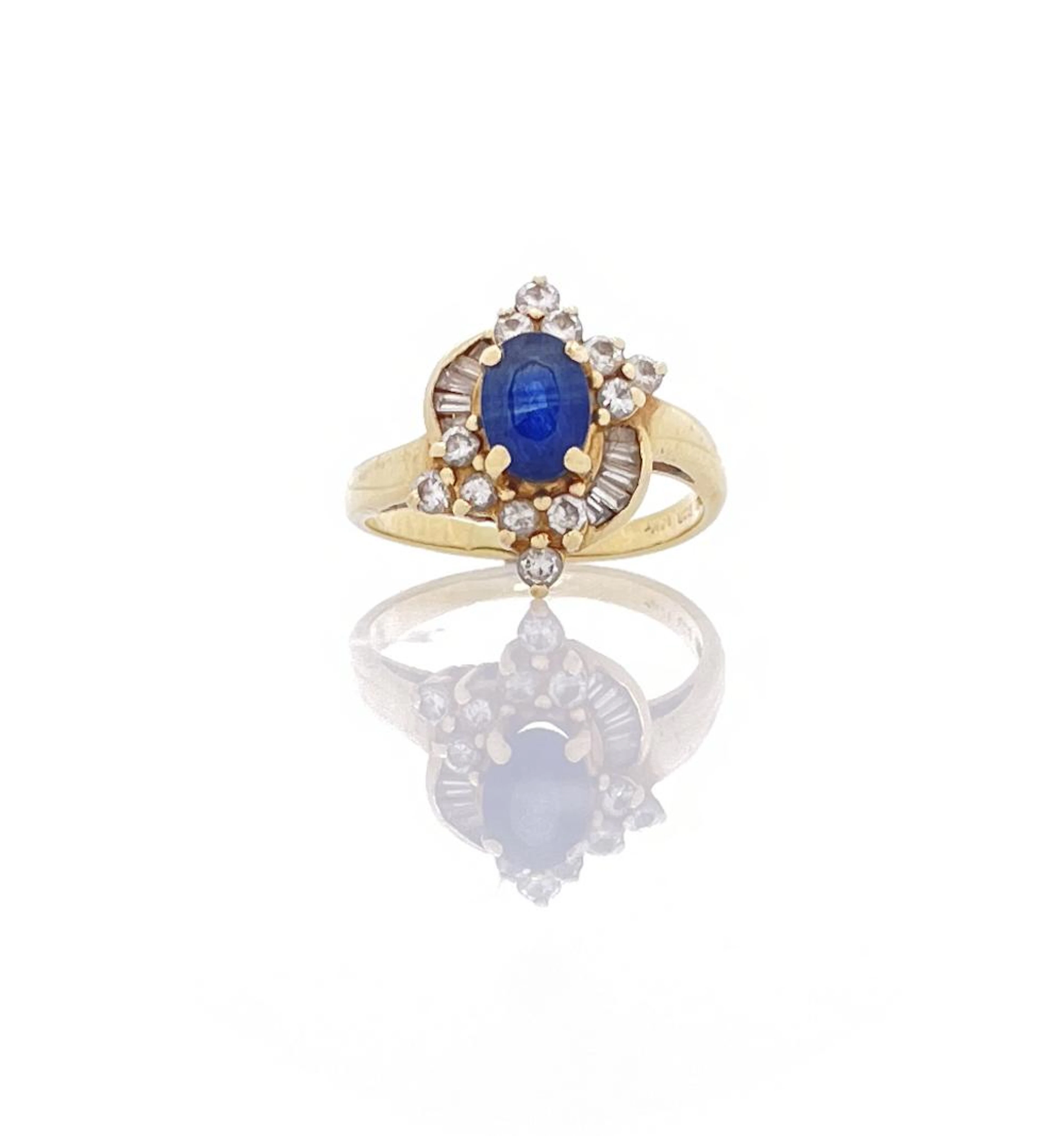 14K YELLOW GOLD 1.30CTTW SAPPHIRE & DIAMOND RING