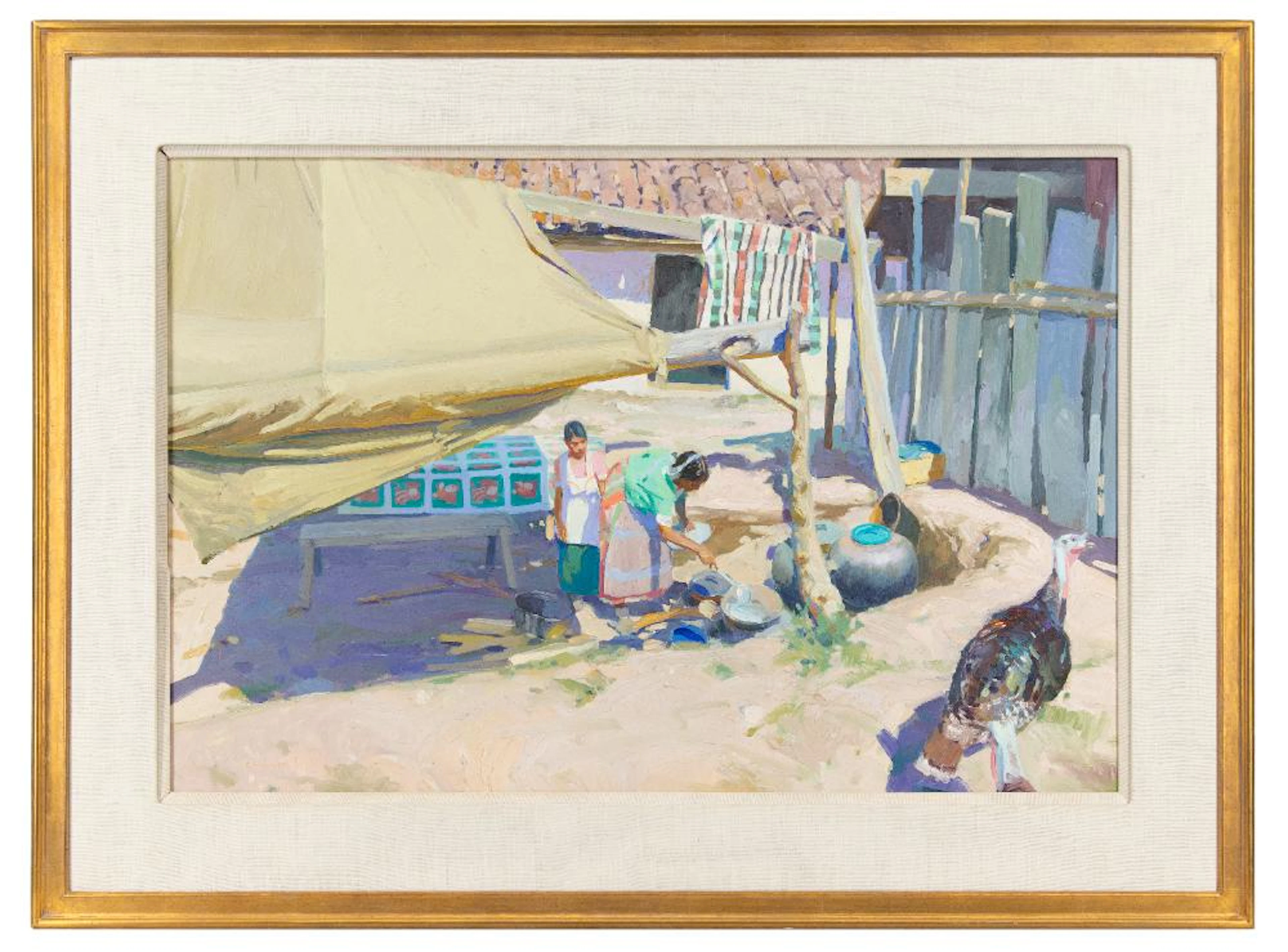LEN CHMIEL "LUNCH FOR A CROWD" OIL ON BOARD