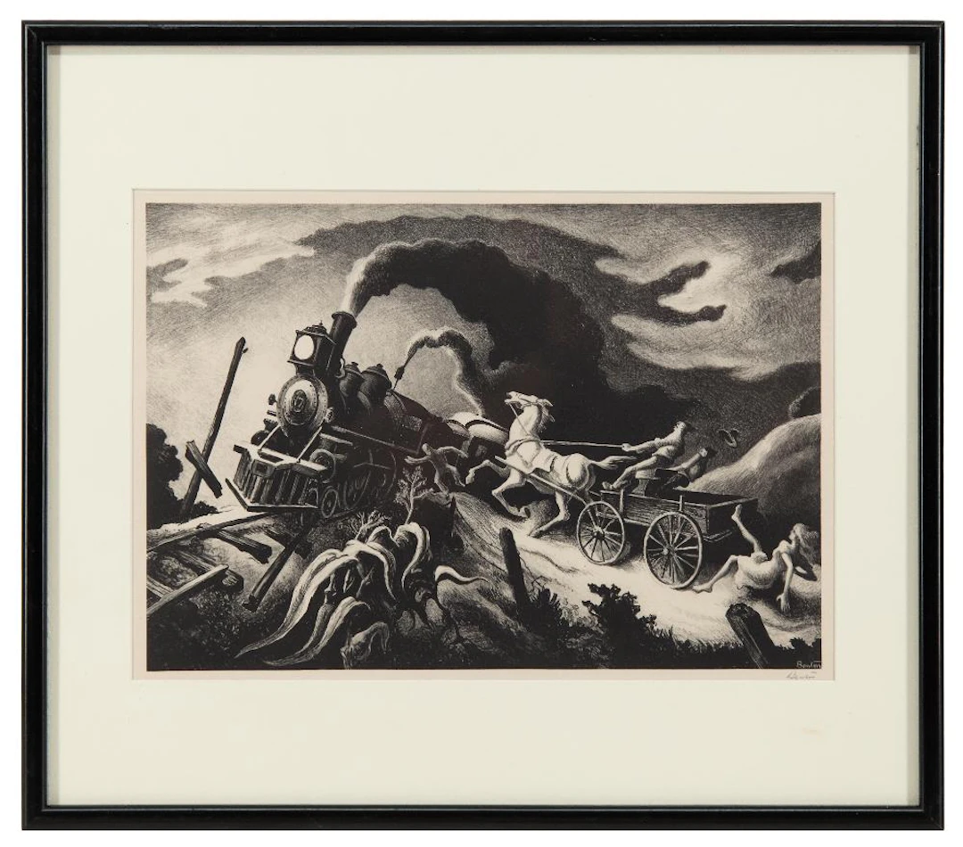 THOMAS HART BENTON "WRECK OF THE OL' 97" LITHOGRAPH