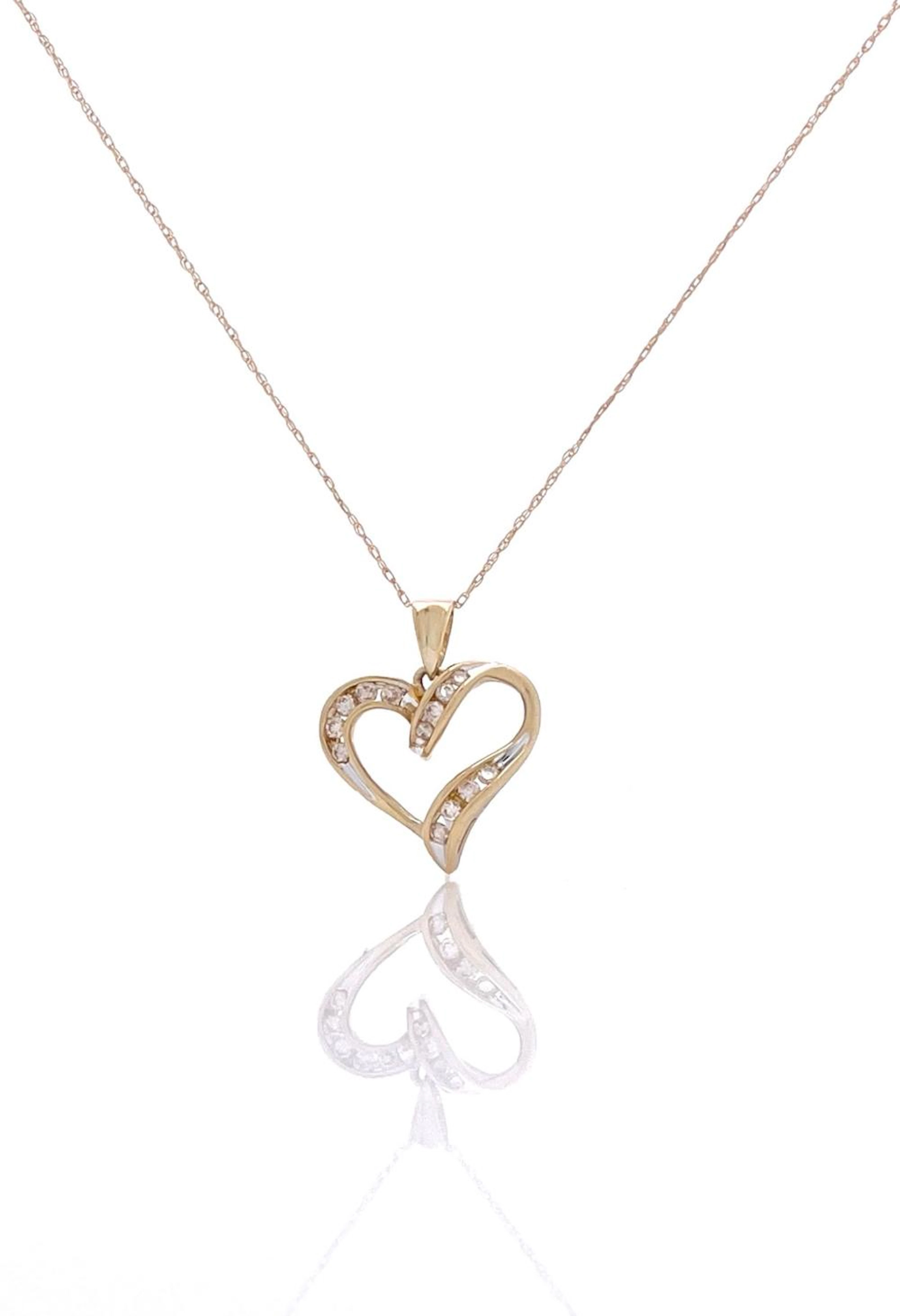 10K YELLOW GOLD .22CTTW DIAMOND HEART PENDANT NECKLACE