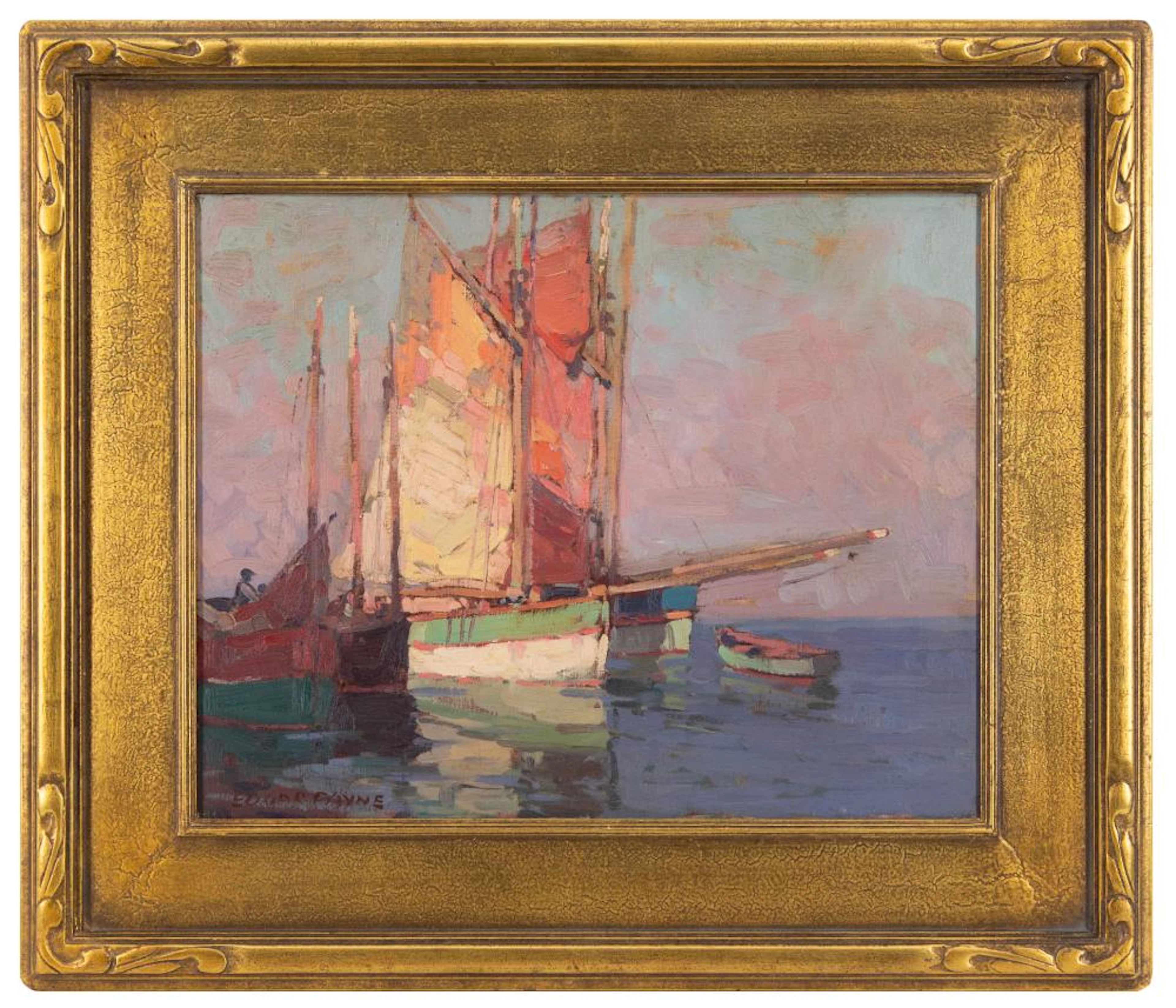 EDGAR PAYNE "BRITTANY BOATS" OIL ON CANVAS