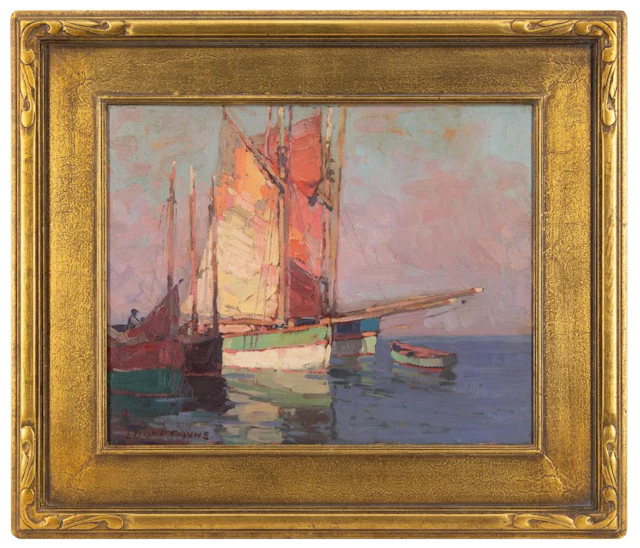 EDGAR PAYNE "BRITTANY BOATS" OIL ON CANVAS