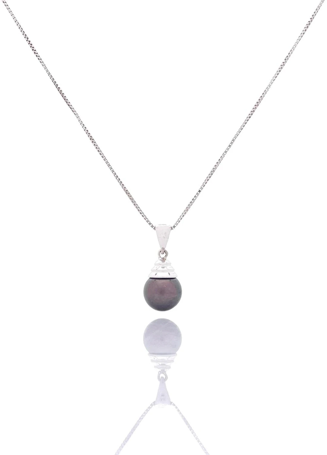 14K WHITE GOLD TAHITIAN PEARL PENDANT NECKLACE